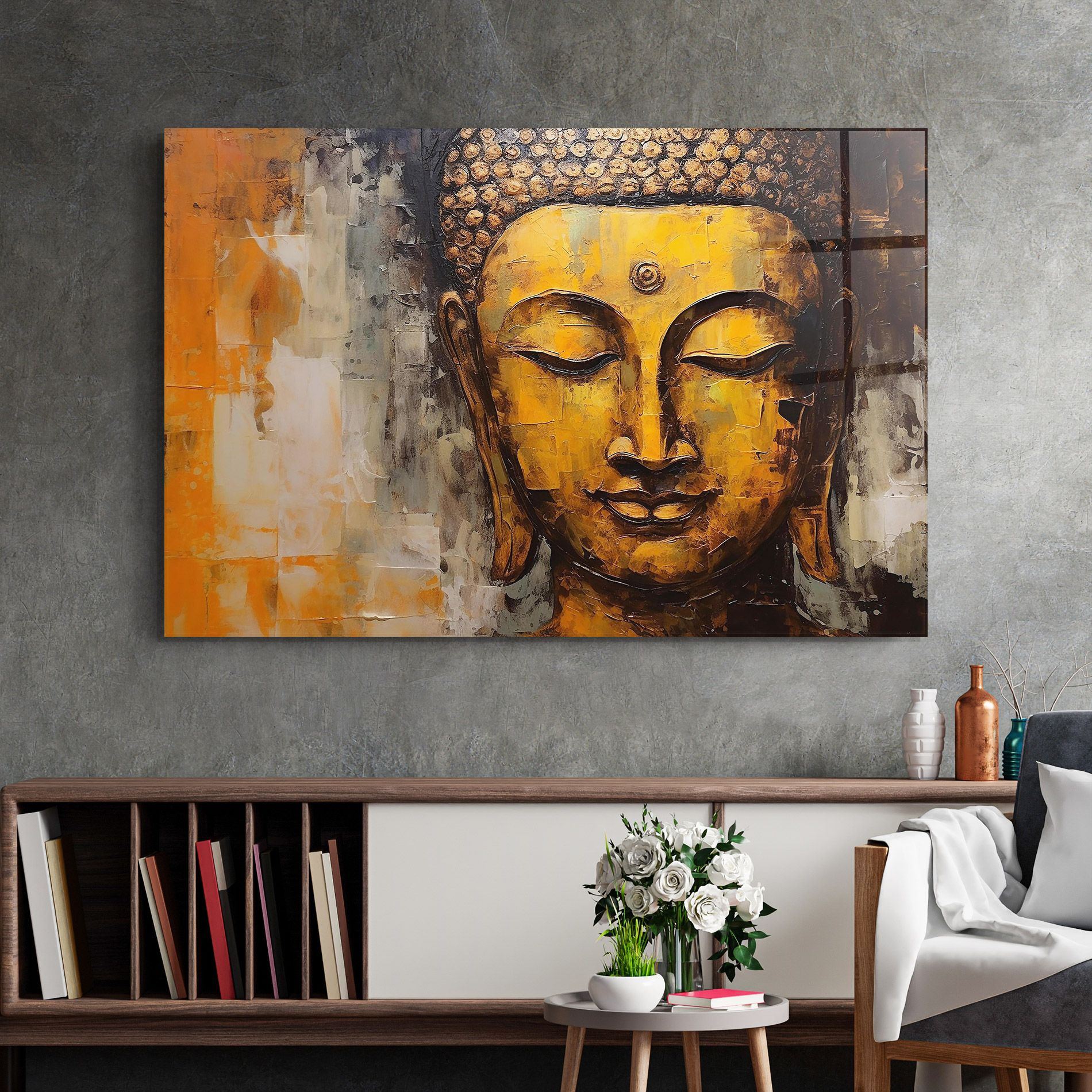 Yellow Buddha Face mockup 2