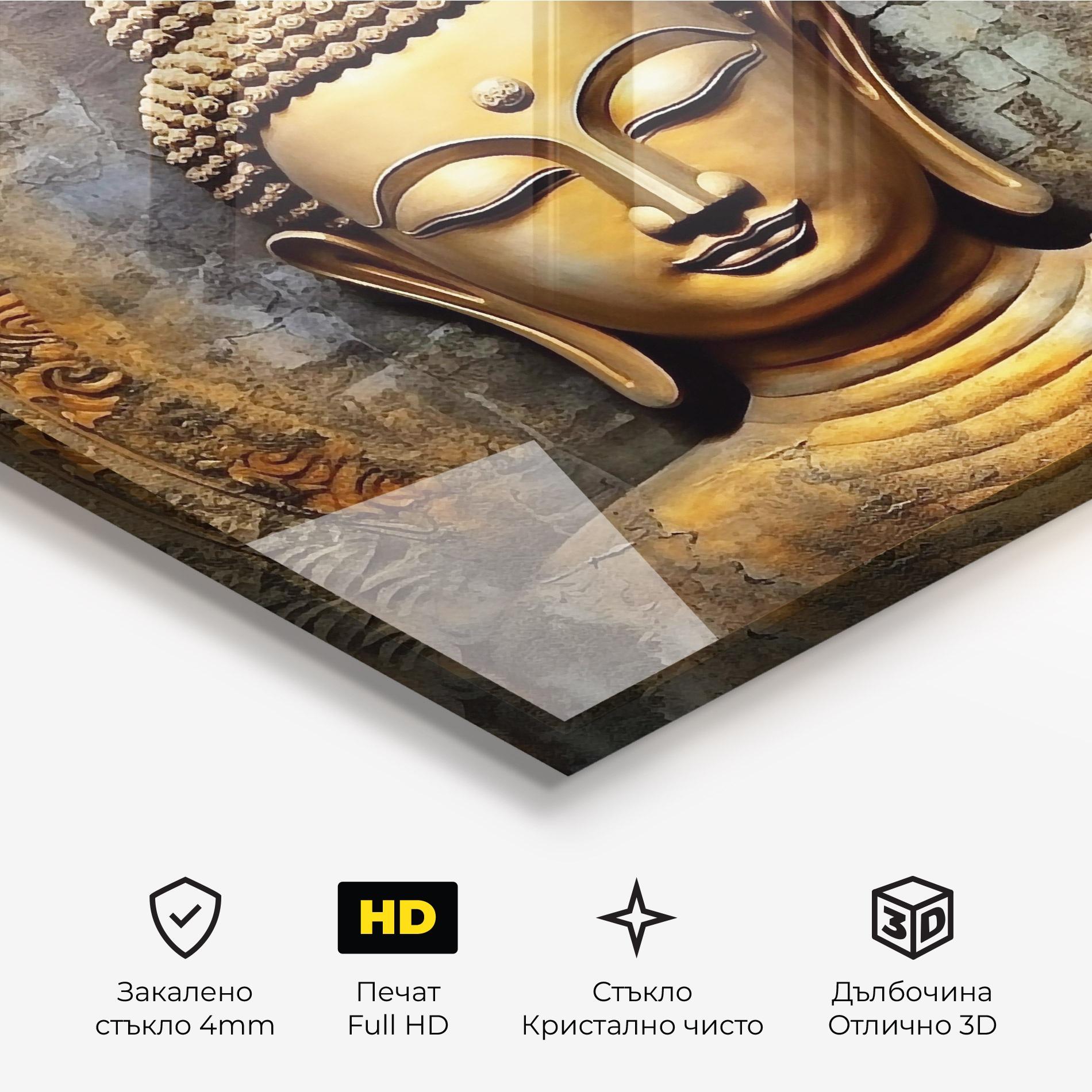 Стъклена картина Buddha 3d Head mockup 3