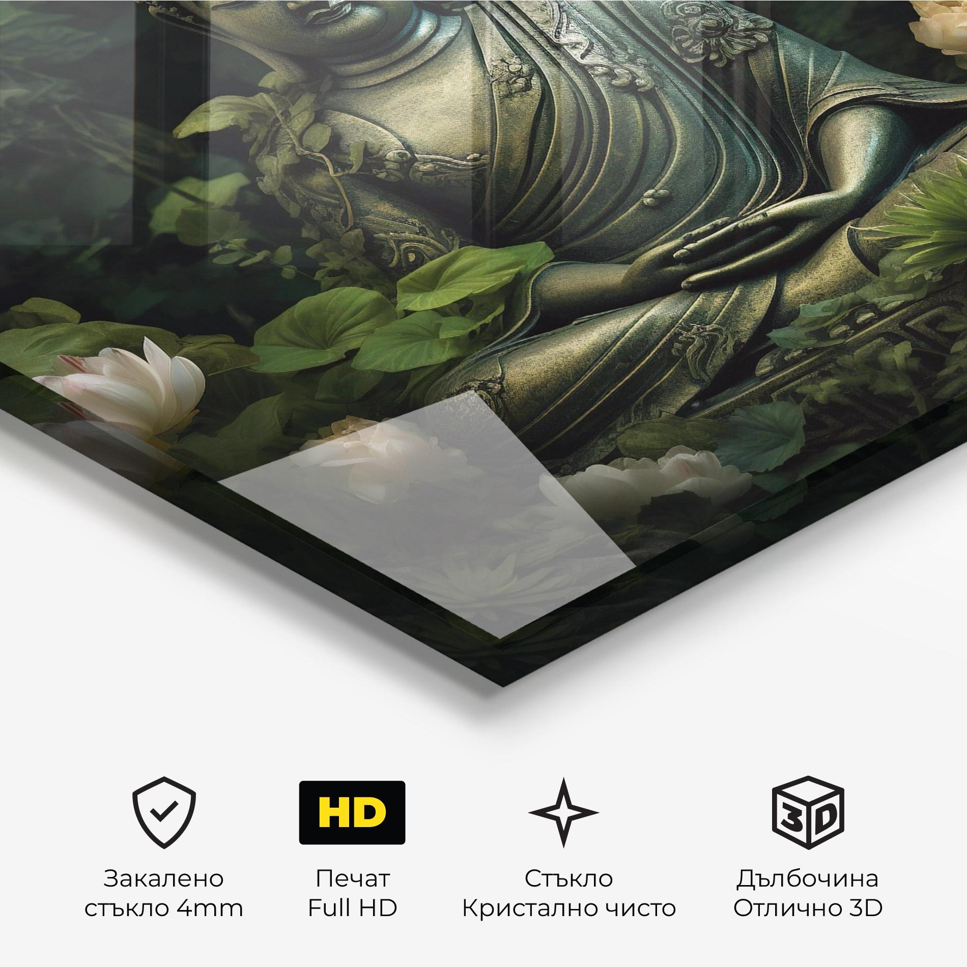 Стъклена картина Buddha Lotus Flower mockup 3