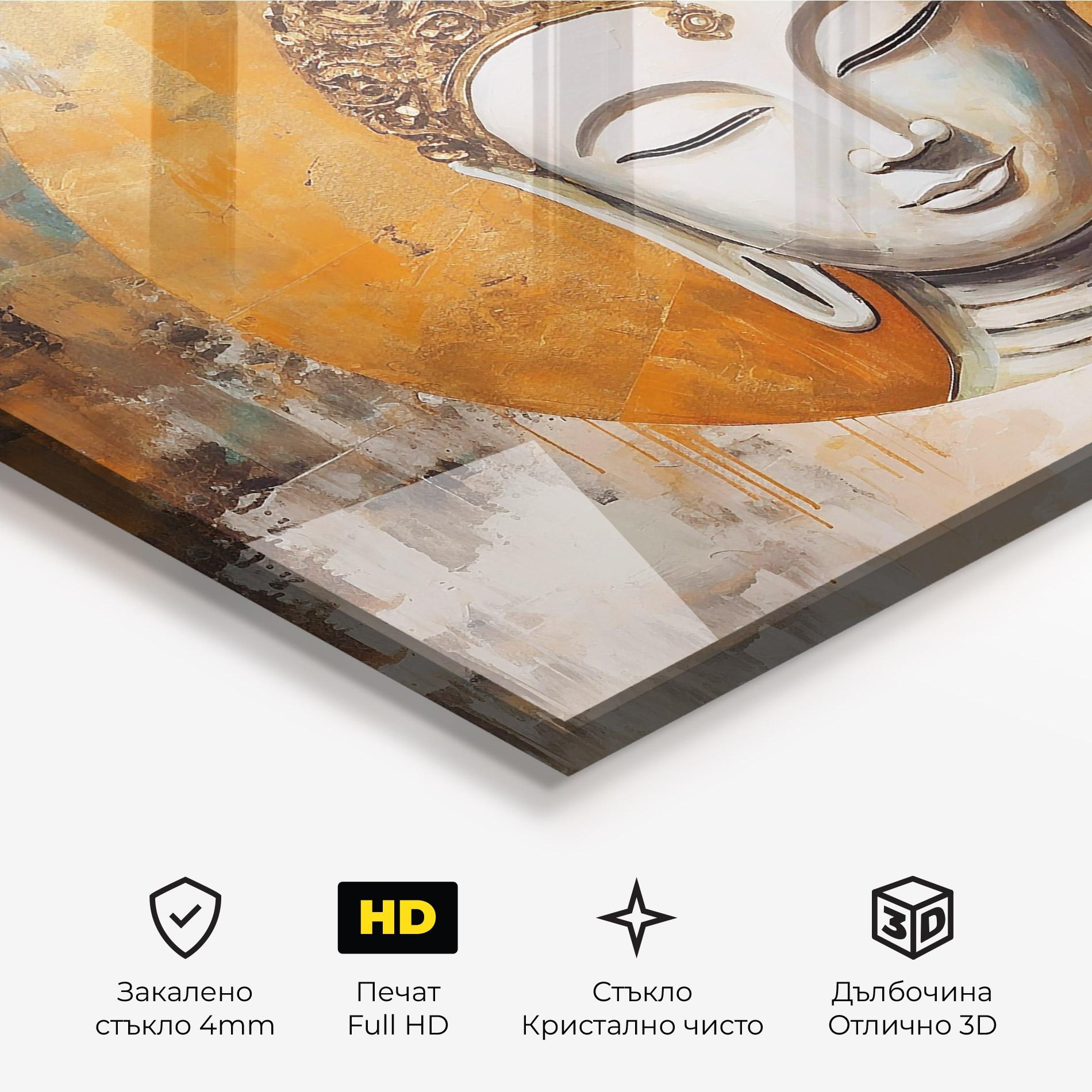 Стъклена картина Cream Circle Buddha mockup 3