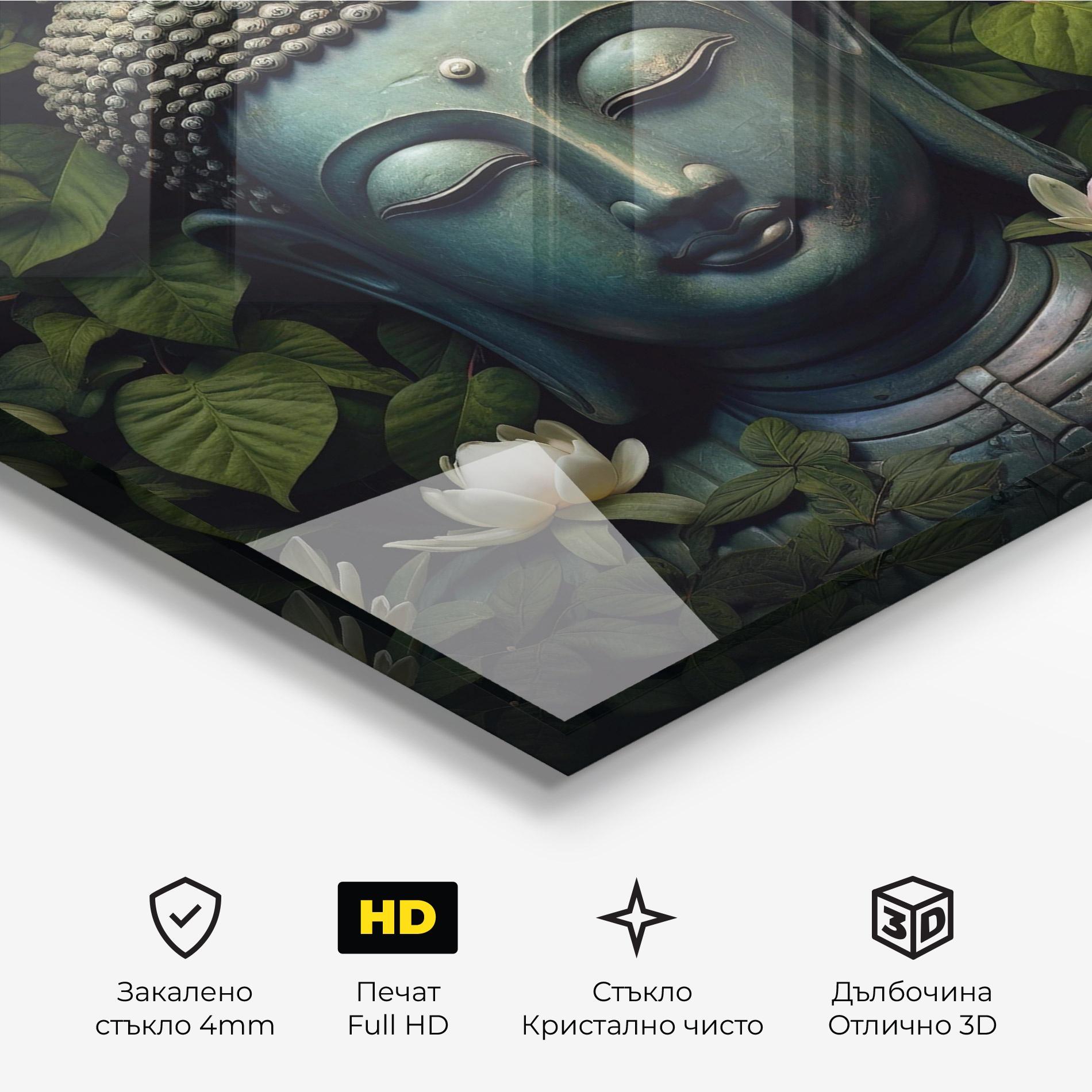 Стъклена картина Green Statue Buddha mockup 3