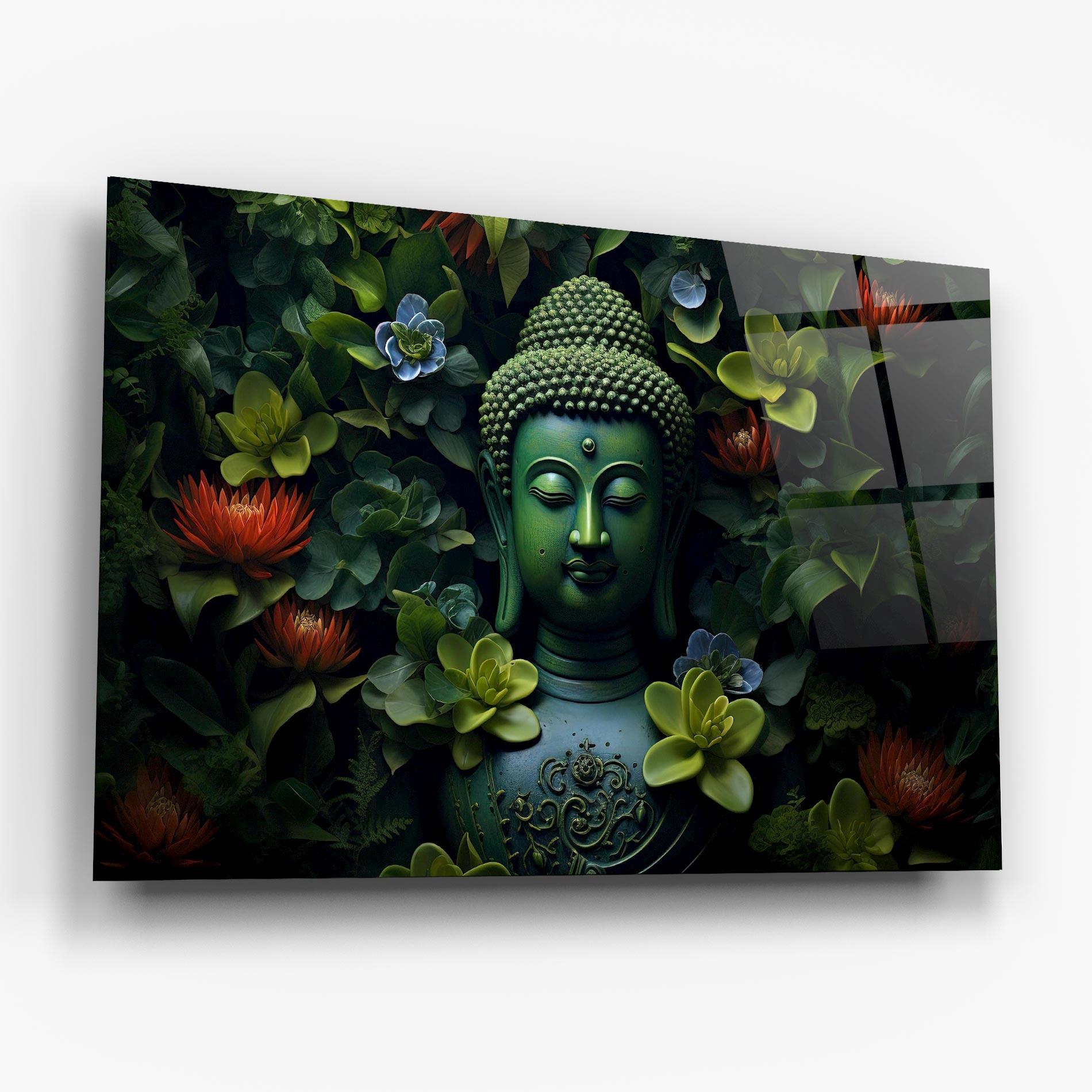 Стъклена картина Blue Light Buddha mockup 6