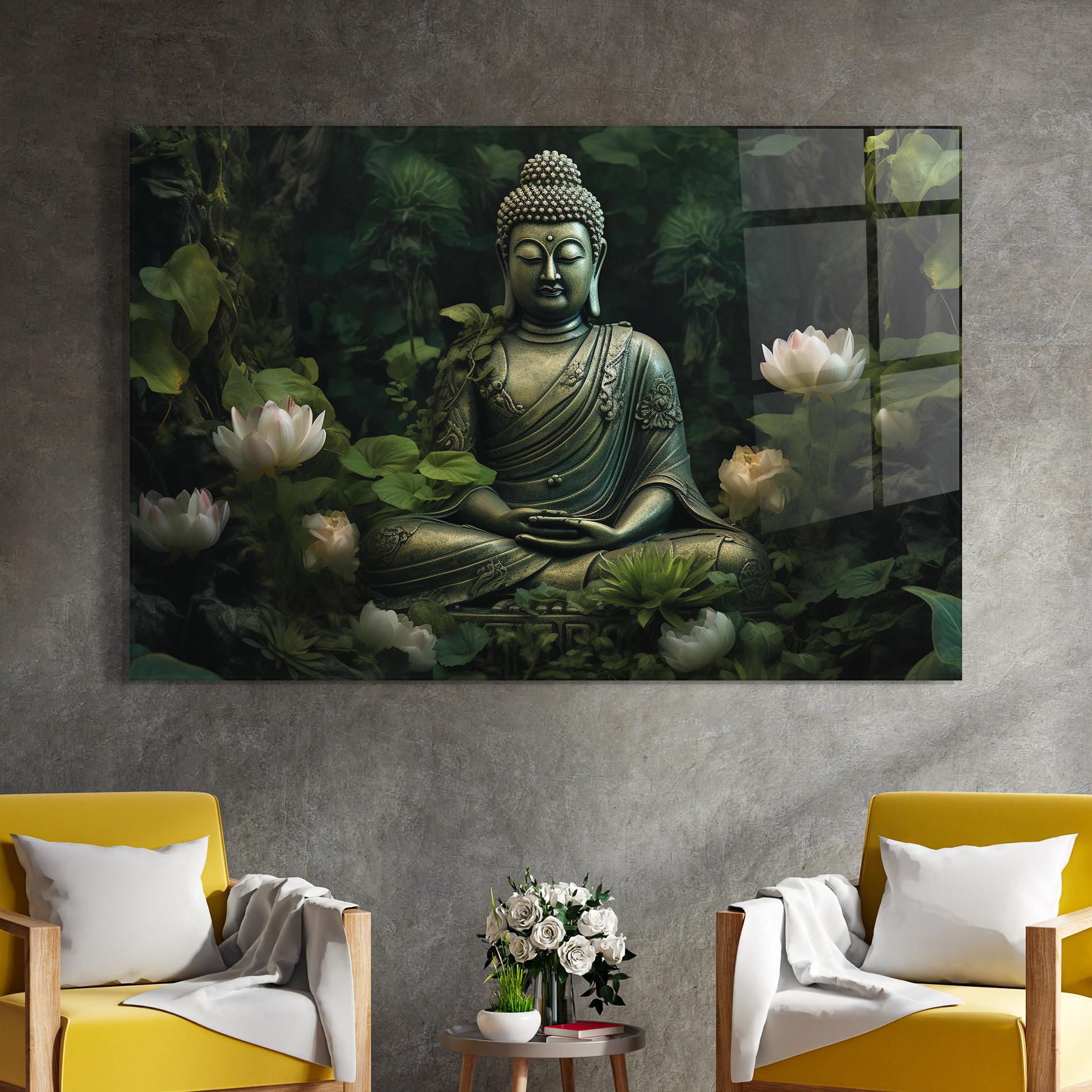 Стъклена картина Buddha Lotus Flower mockup 4