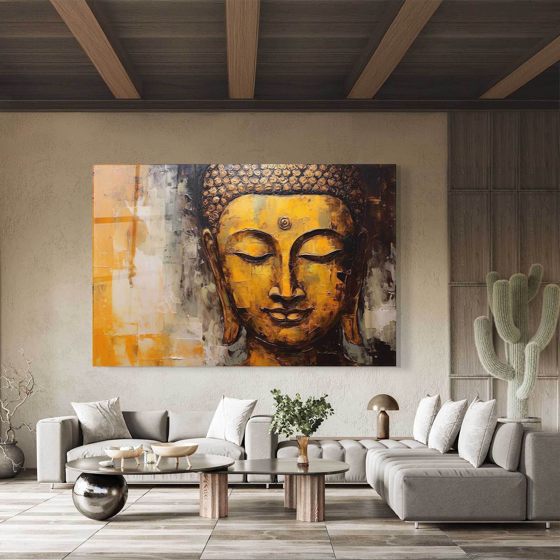 Yellow Buddha Face mockup 8