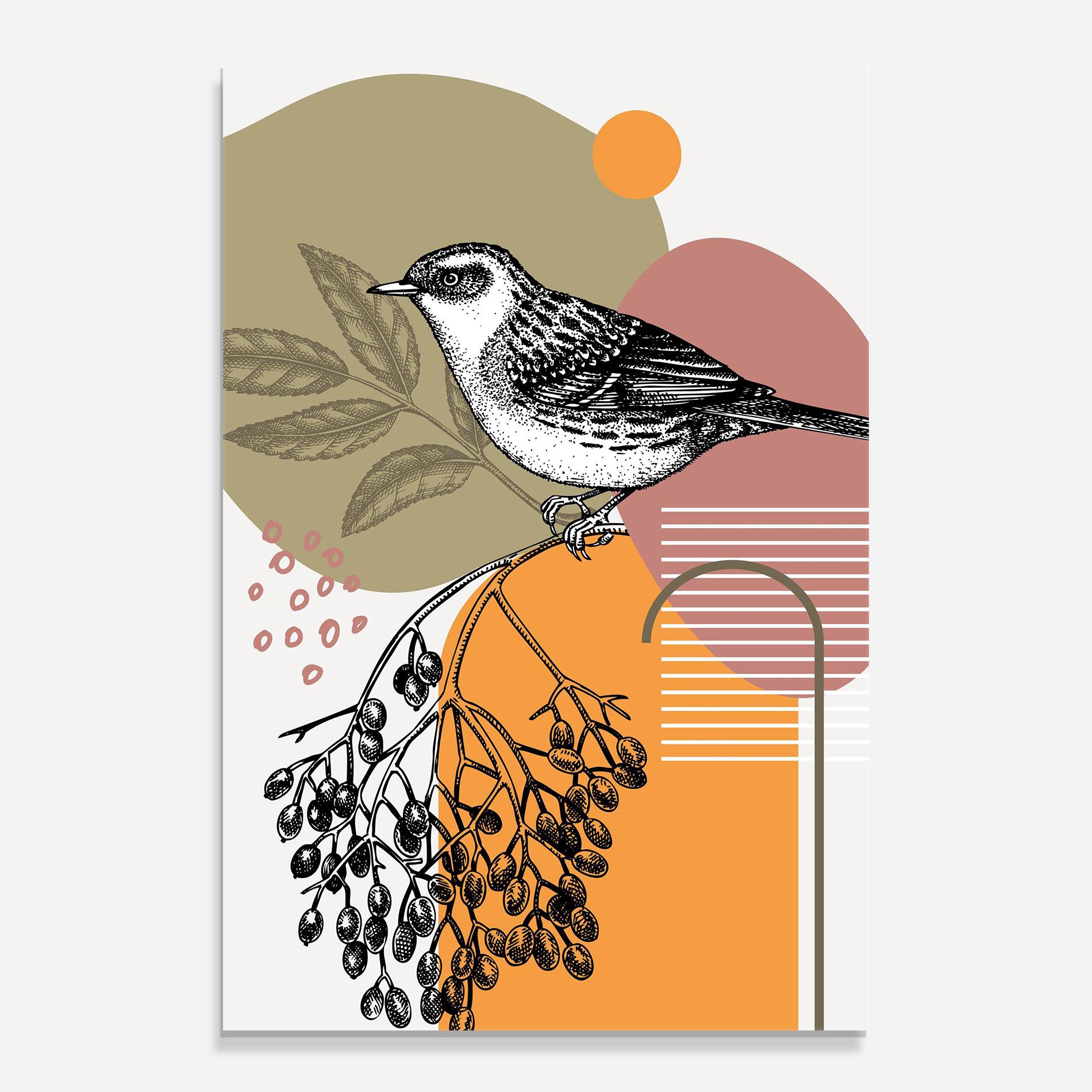 Стъклена картина Bird Collage mockup 0