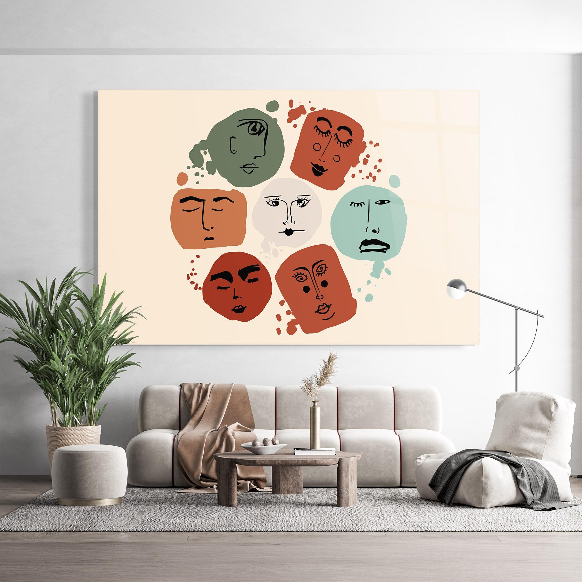 Стъклена картина Circle Faces mockup 9