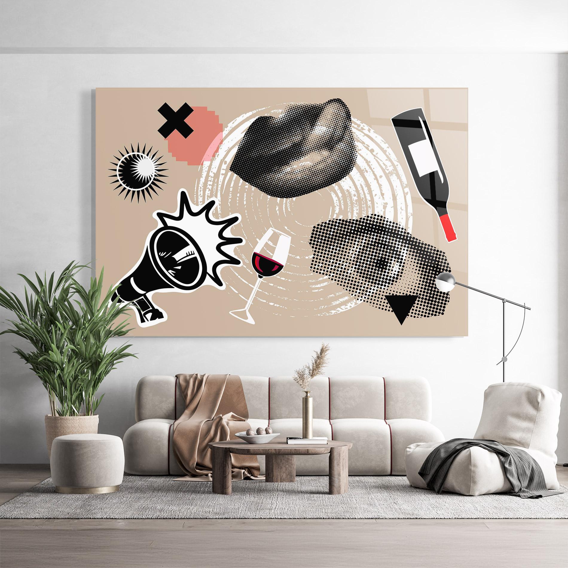 Стъклена картина Lips Mouth Collage mockup 9