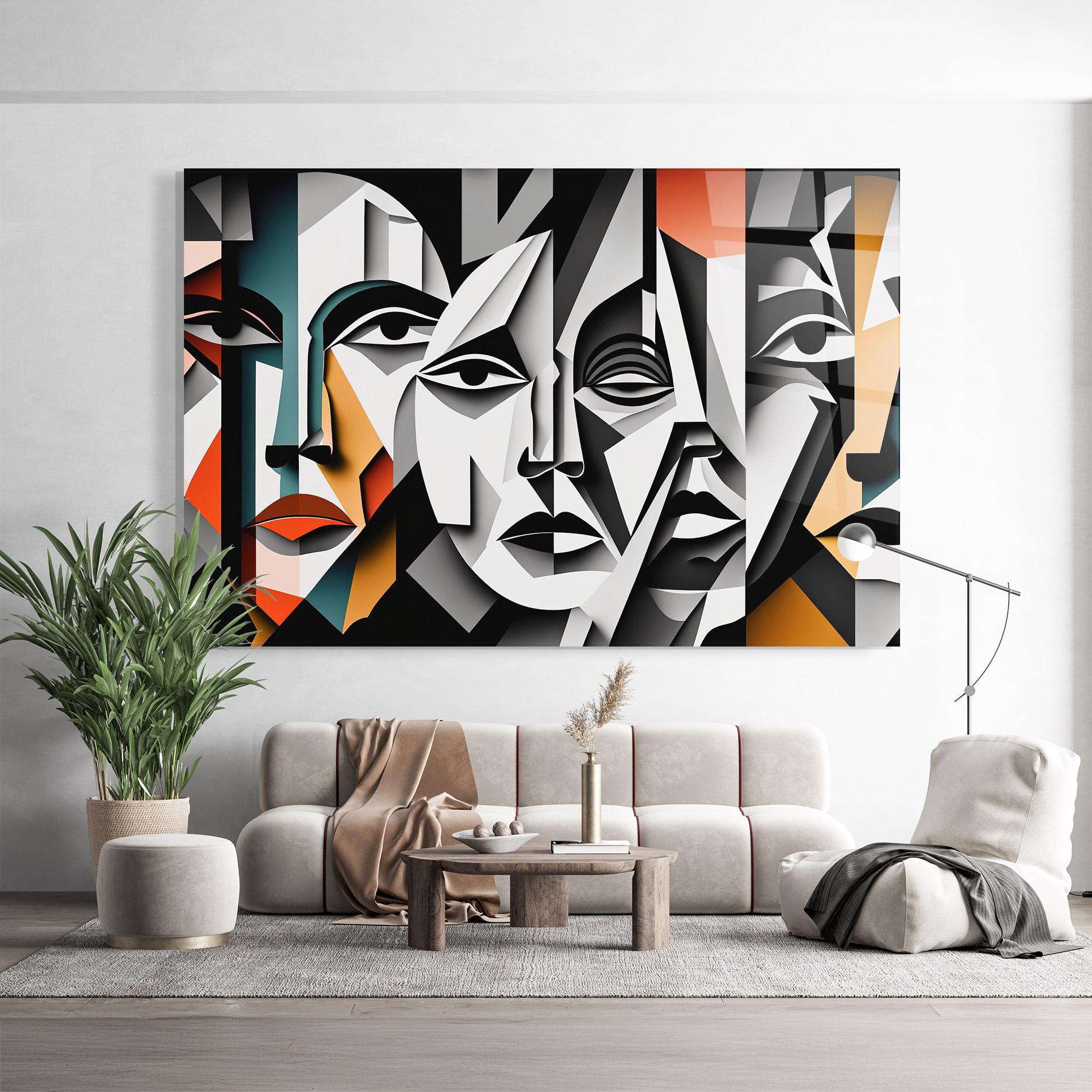 Стъклена картина Mix Faces Collage mockup 9