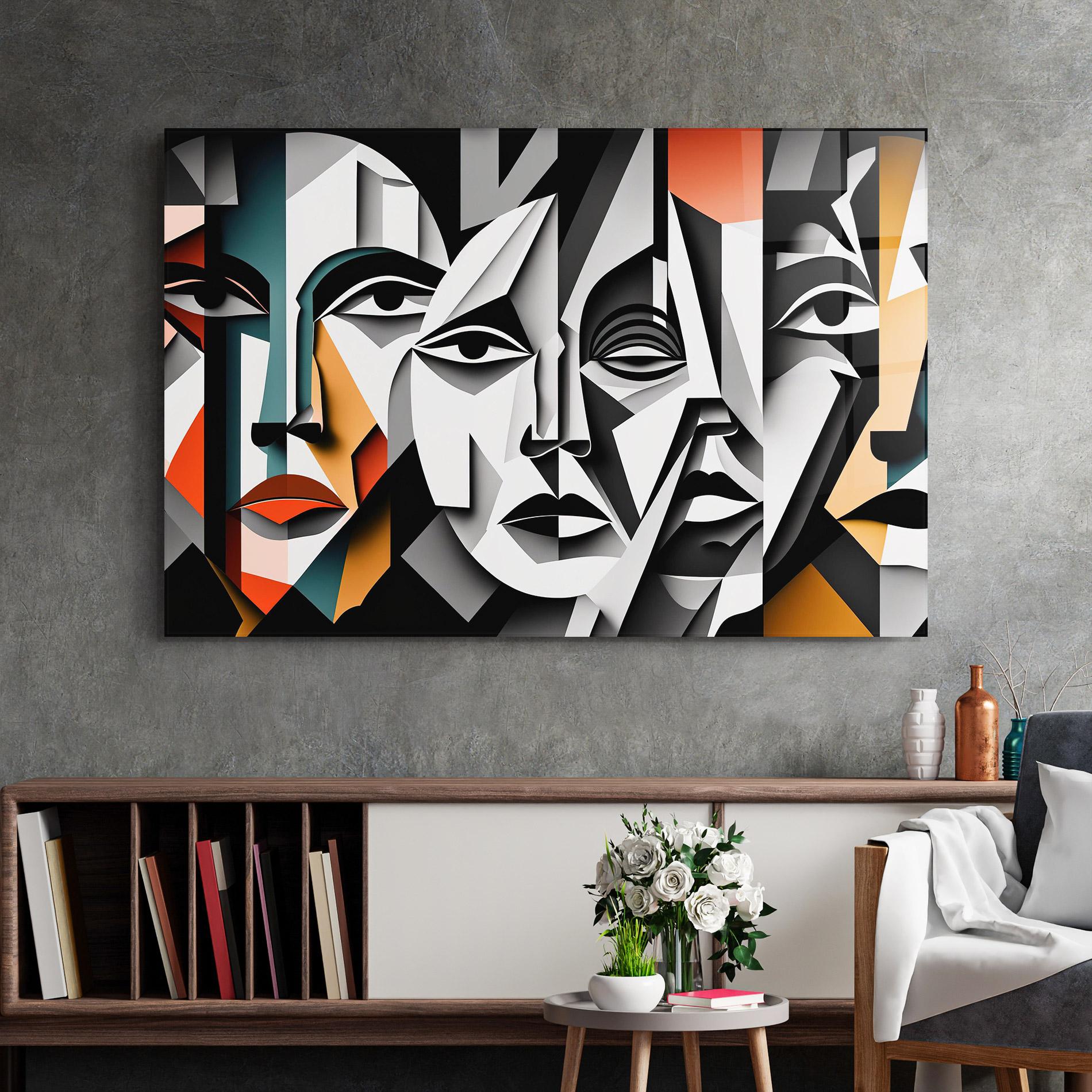 Стъклена картина Mix Faces Collage mockup 2