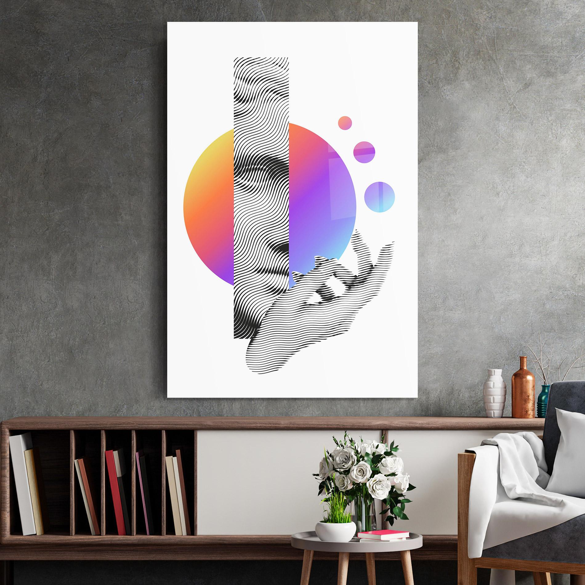 Стъклена картина Orange Light Statue mockup 2