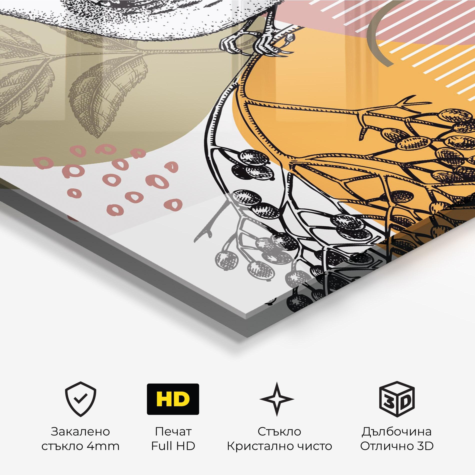 Стъклена картина Bird Collage mockup 3
