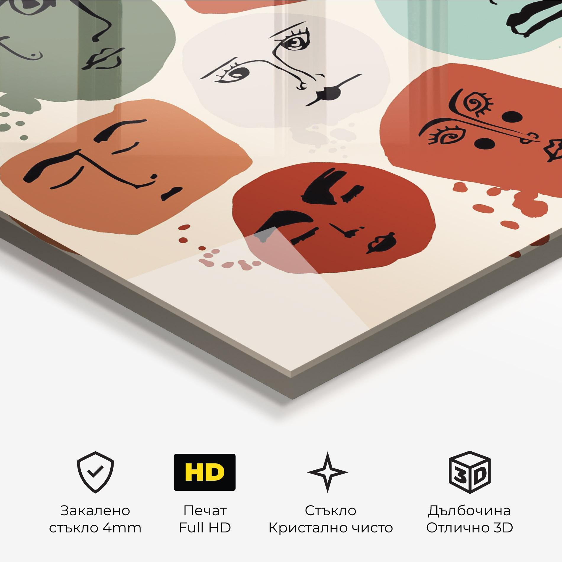 Стъклена картина Circle Faces mockup 3