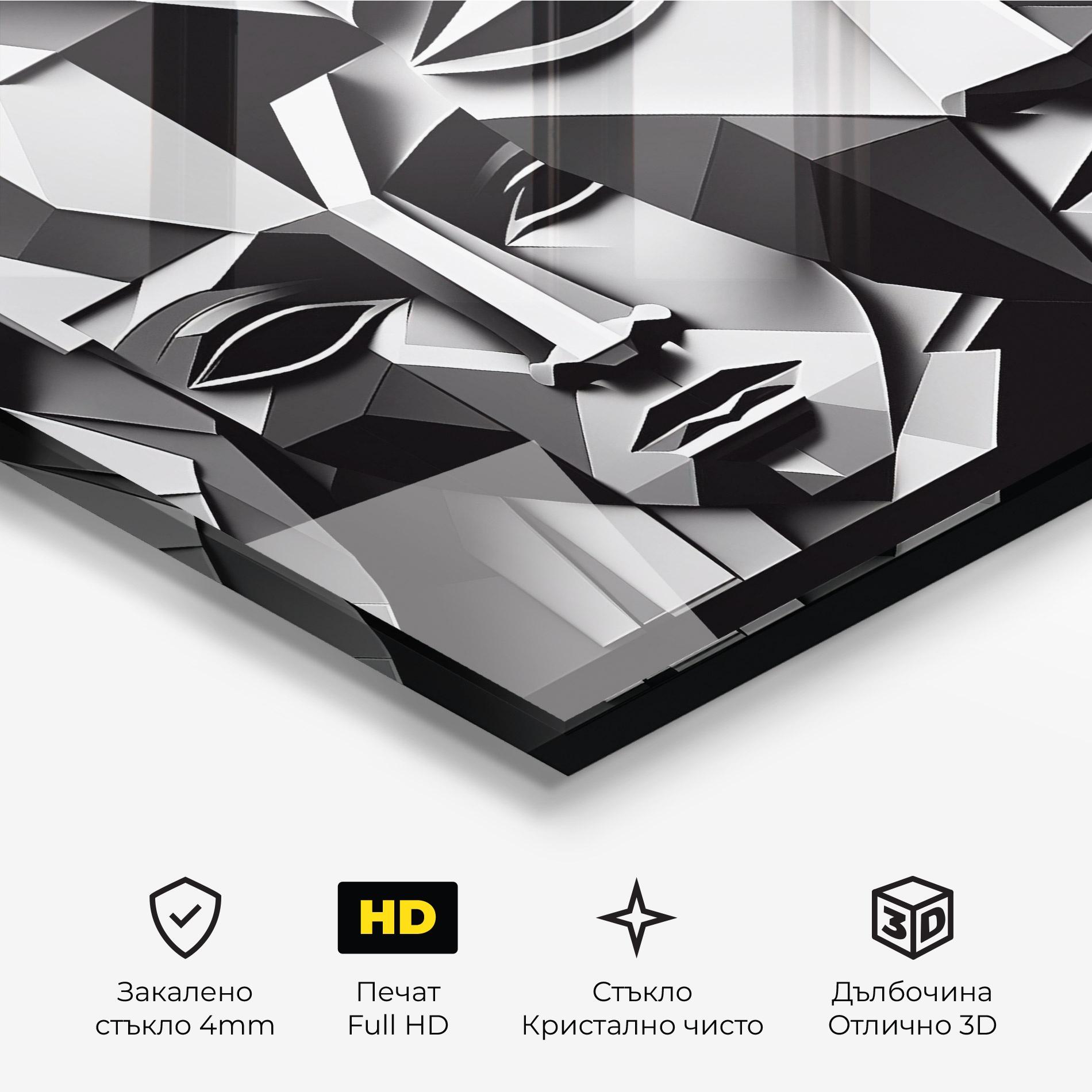 Стъклена картина Grey Faces Collage mockup 3