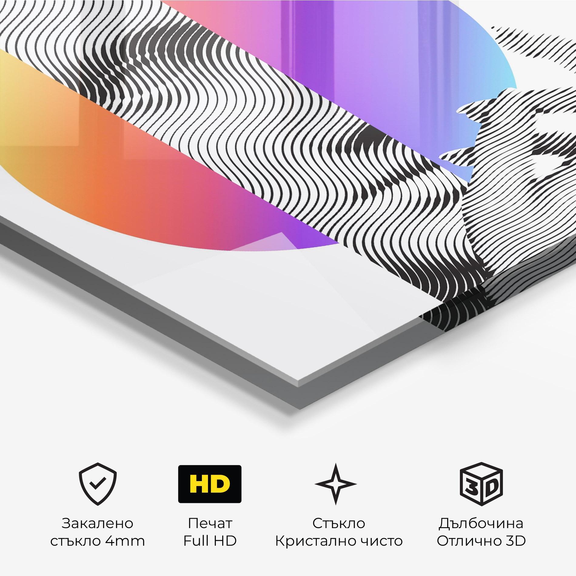 Стъклена картина Orange Light Statue mockup 3