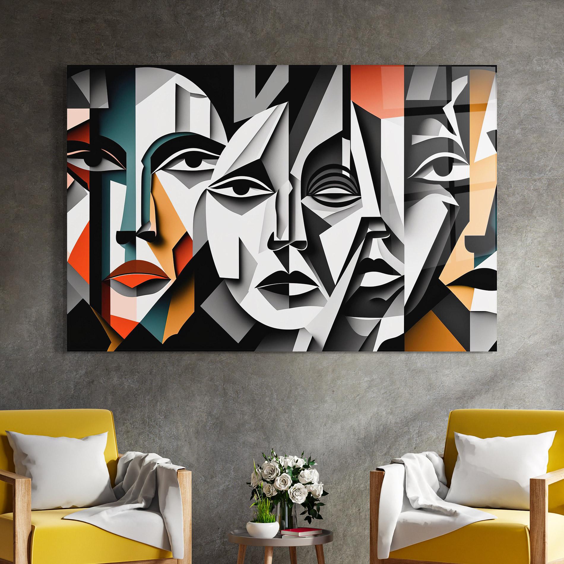 Стъклена картина Mix Faces Collage mockup 4