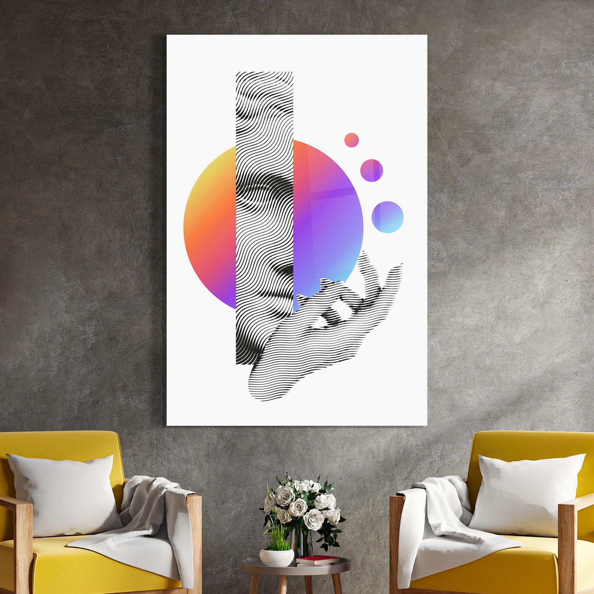 Стъклена картина Orange Light Statue mockup 4