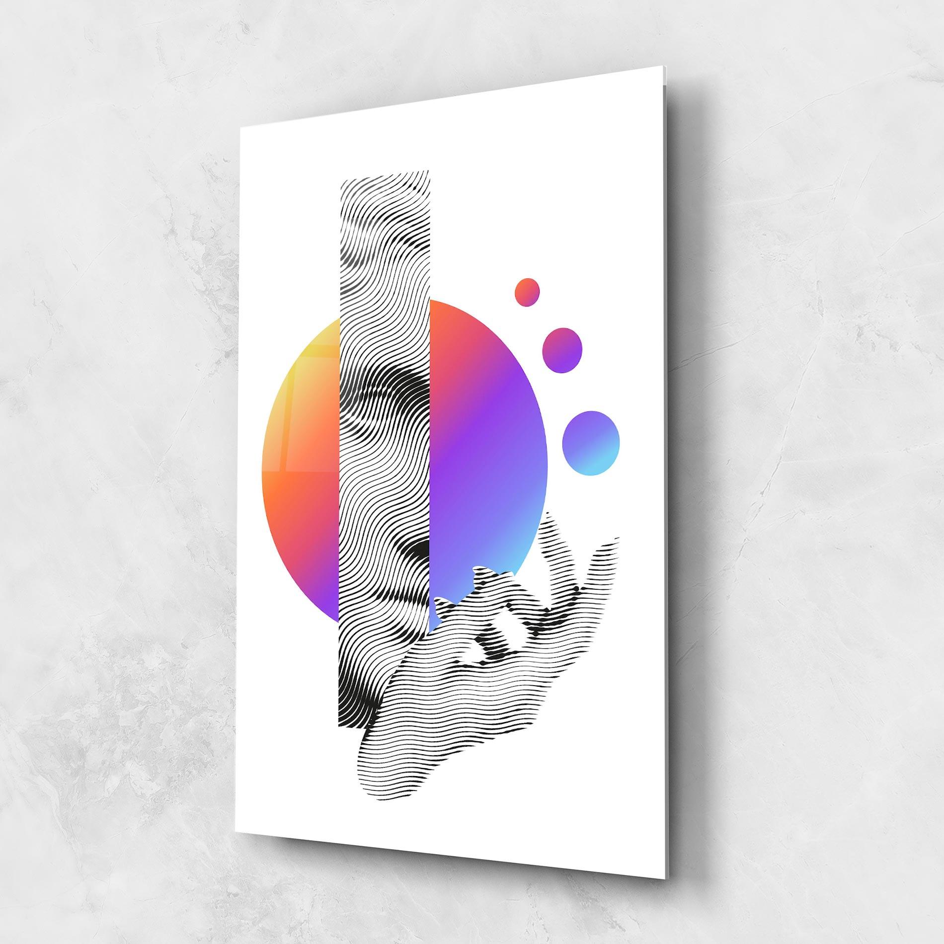 Стъклена картина Orange Light Statue mockup 1