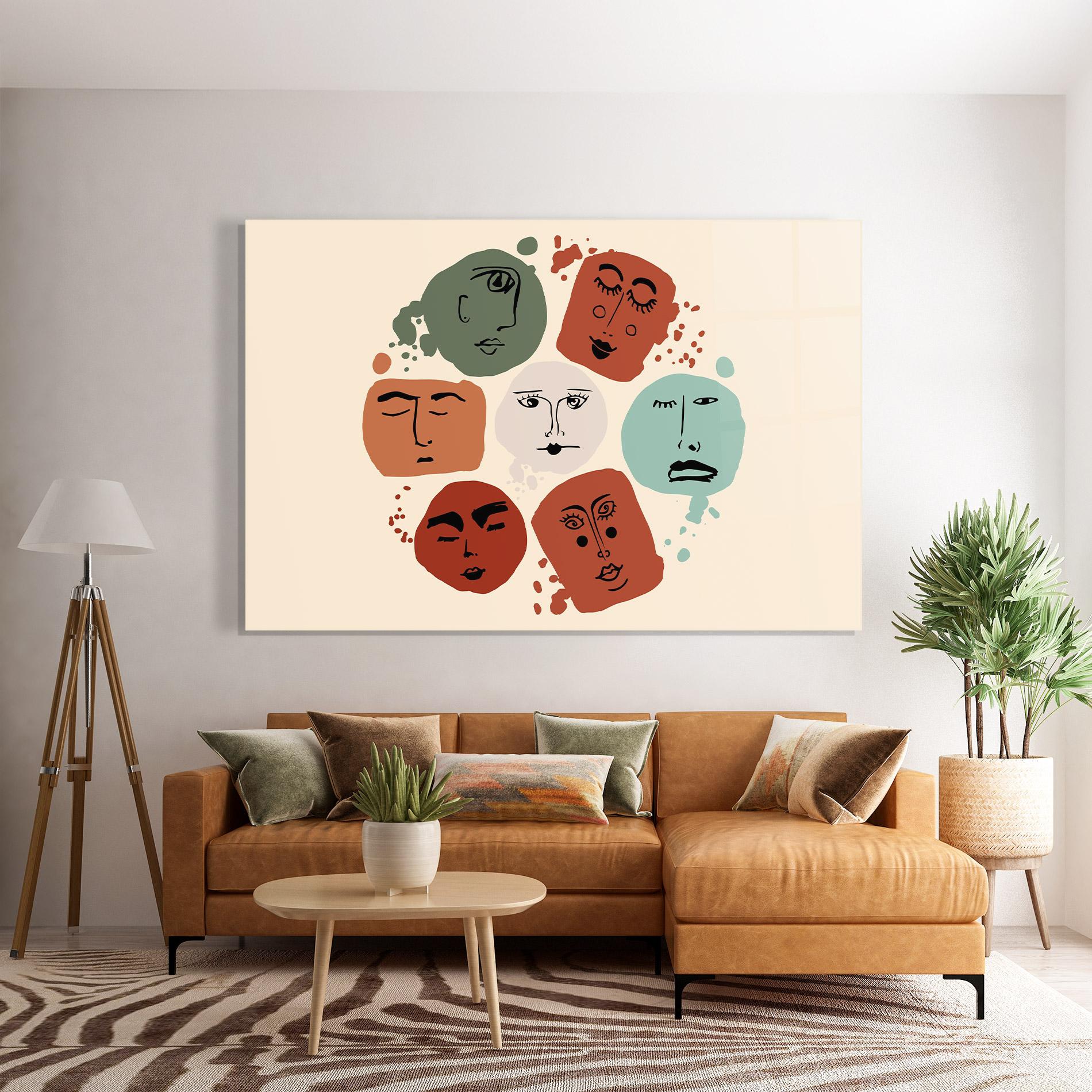 Стъклена картина Circle Faces mockup 7