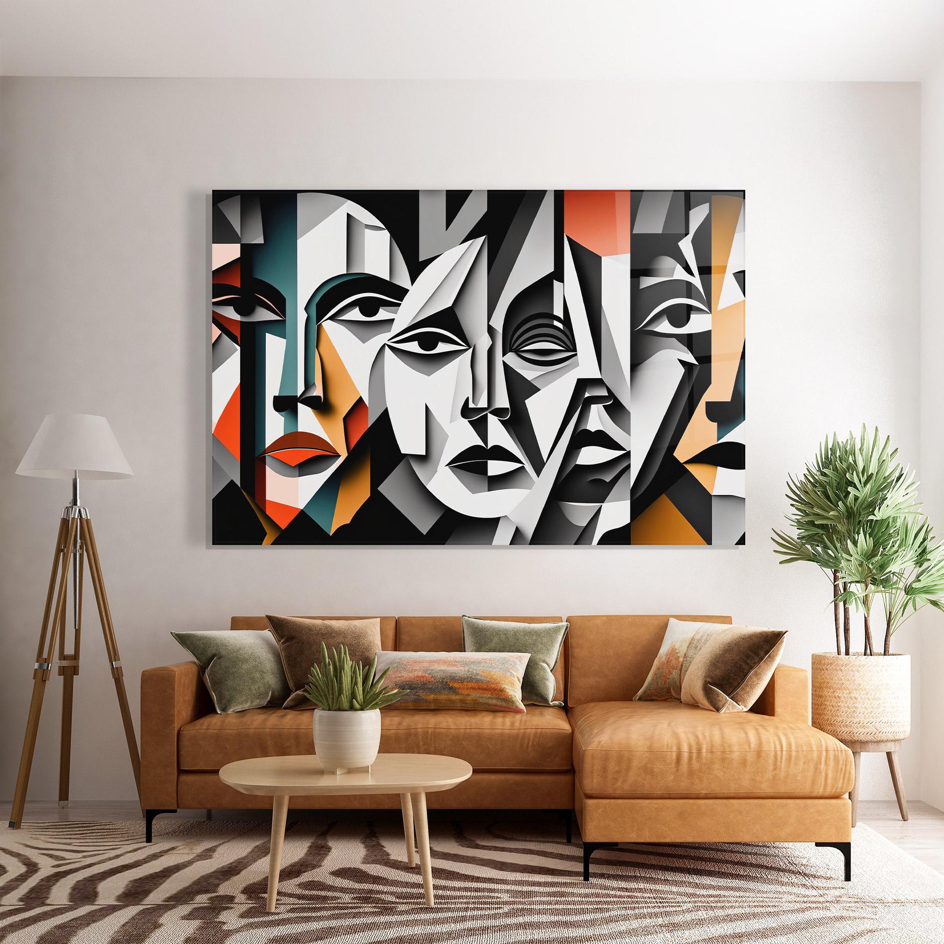 Стъклена картина Mix Faces Collage mockup 7