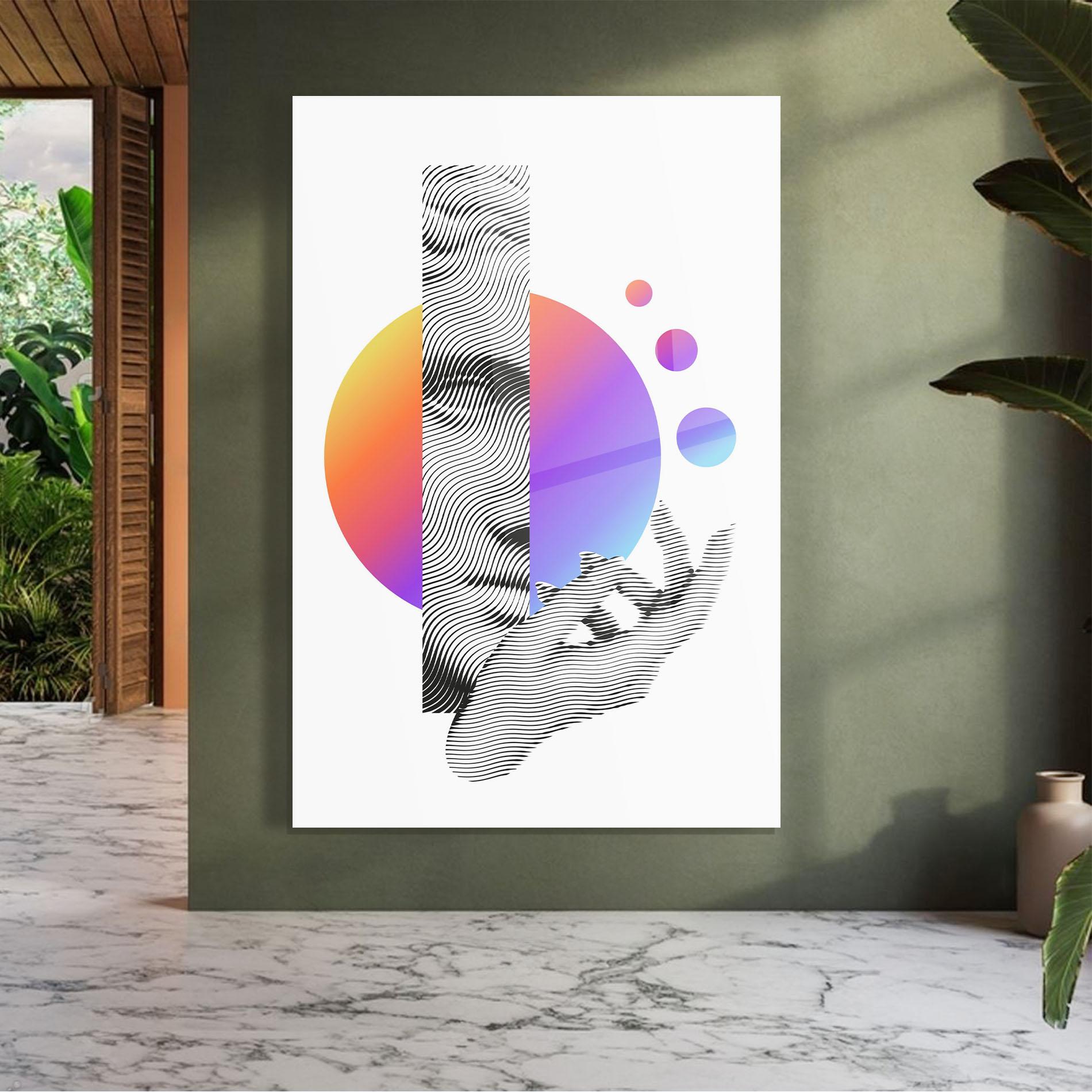 Стъклена картина Orange Light Statue mockup 7