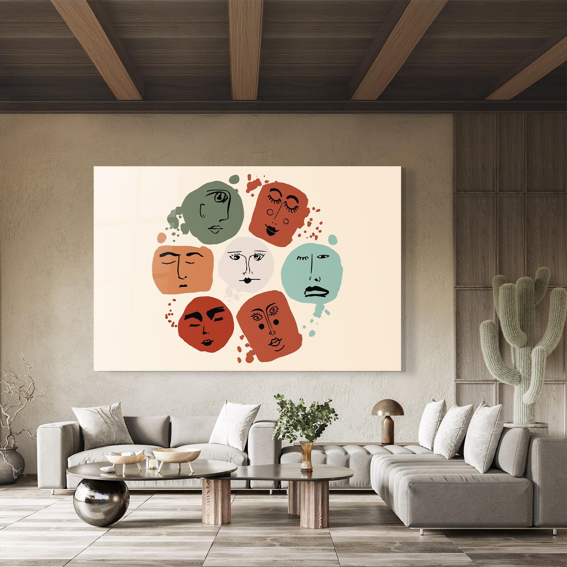 Стъклена картина Circle Faces mockup 8