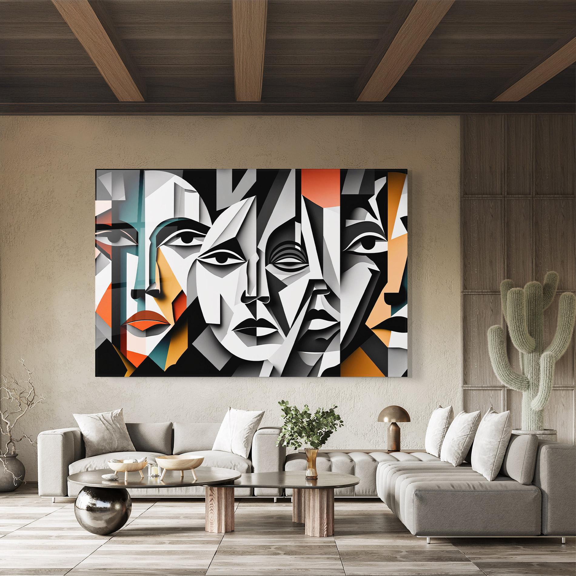 Стъклена картина Mix Faces Collage mockup 8