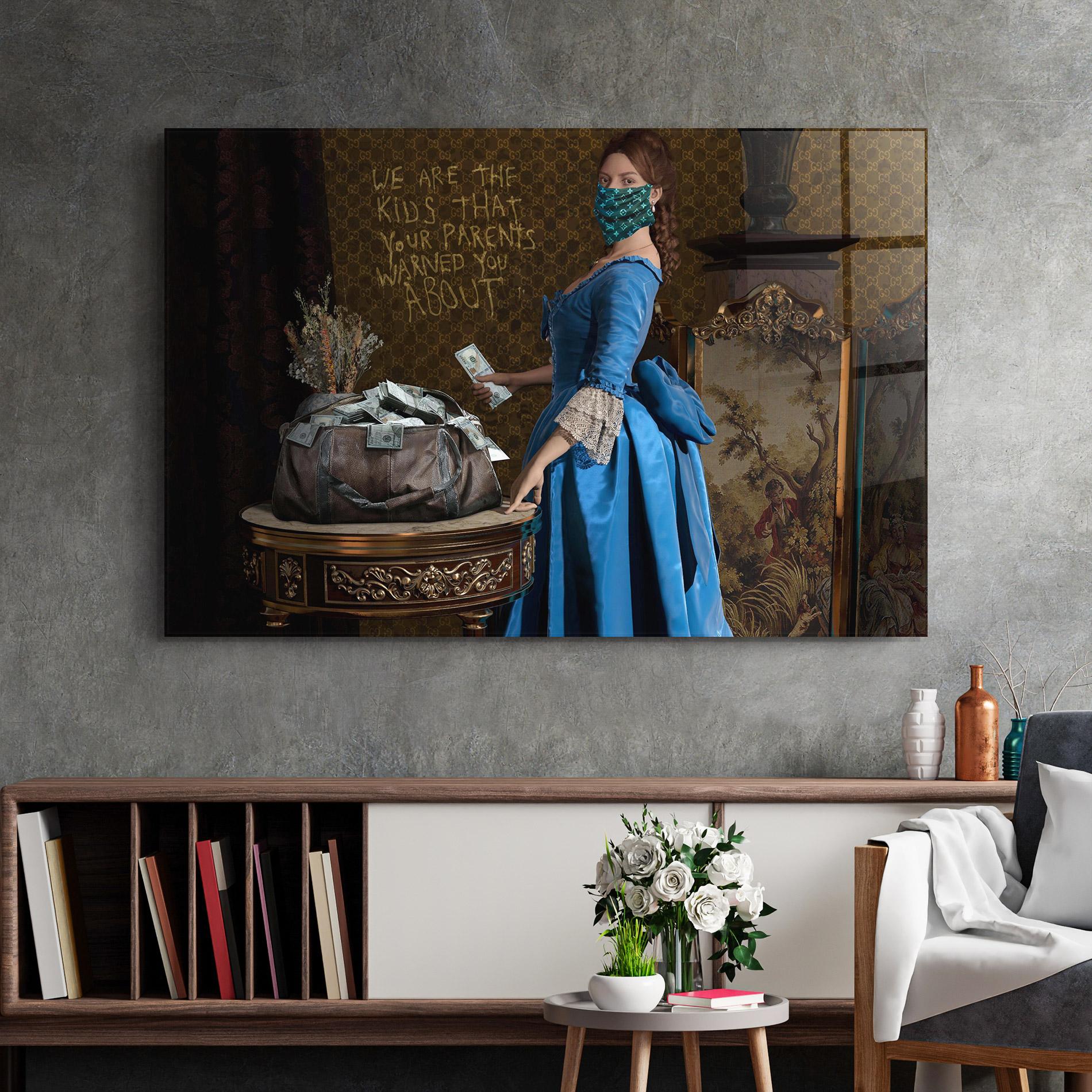 Стъклена картина Vintage Money Heist mockup 2