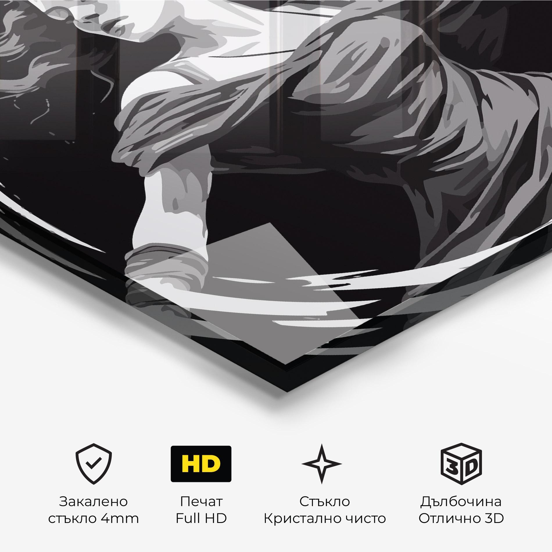 Стъклена картина Circle Grey Lady mockup 3
