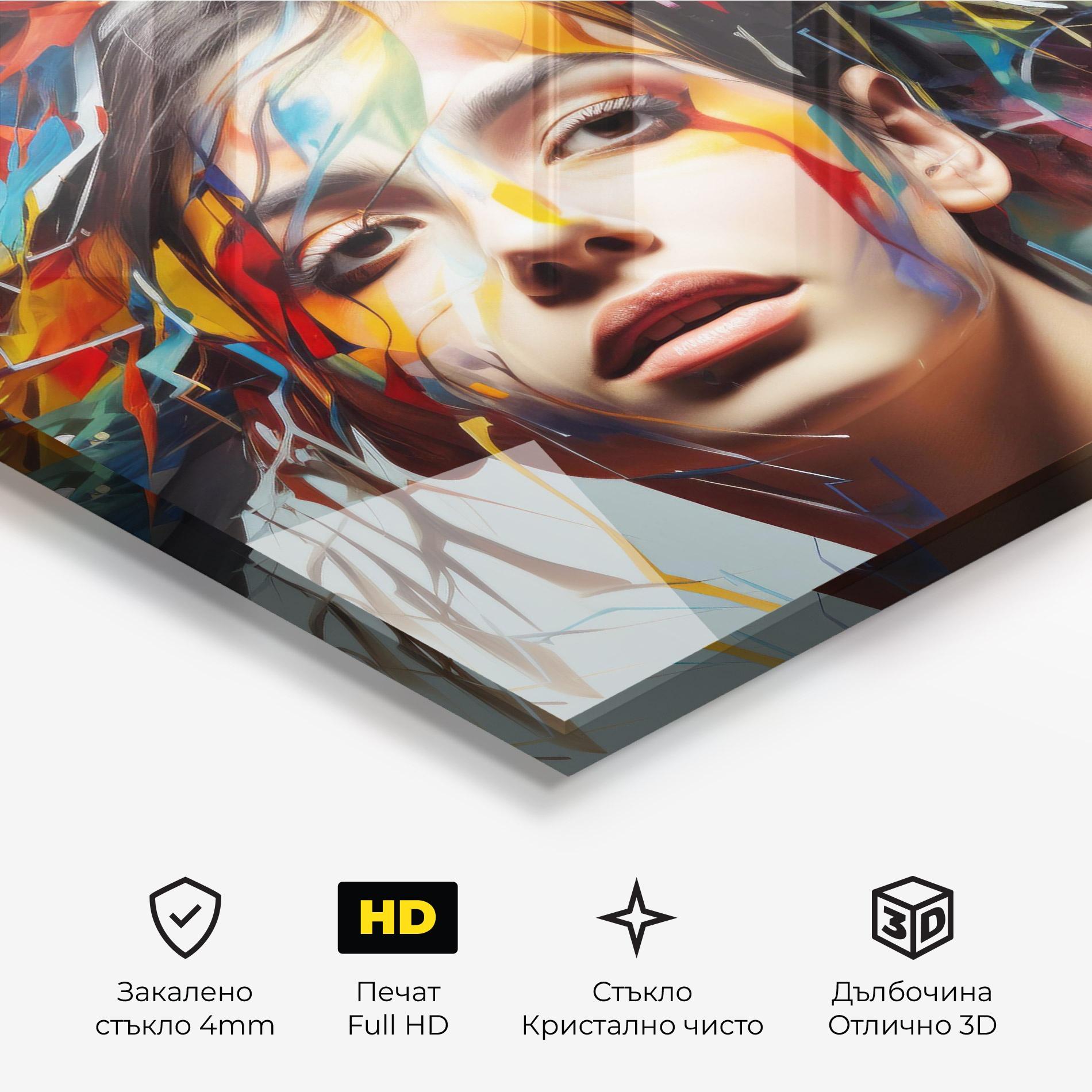 Стъклена картина Colorful Paint Hair mockup 3