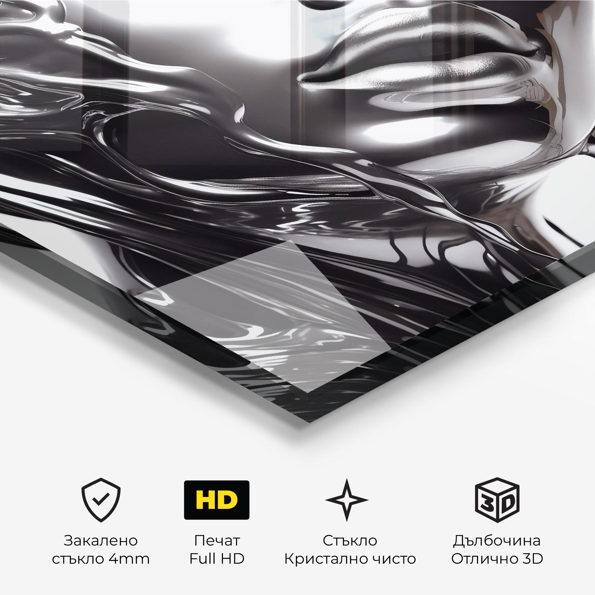 Стъклена картина Silver Liquid Woman mockup 3