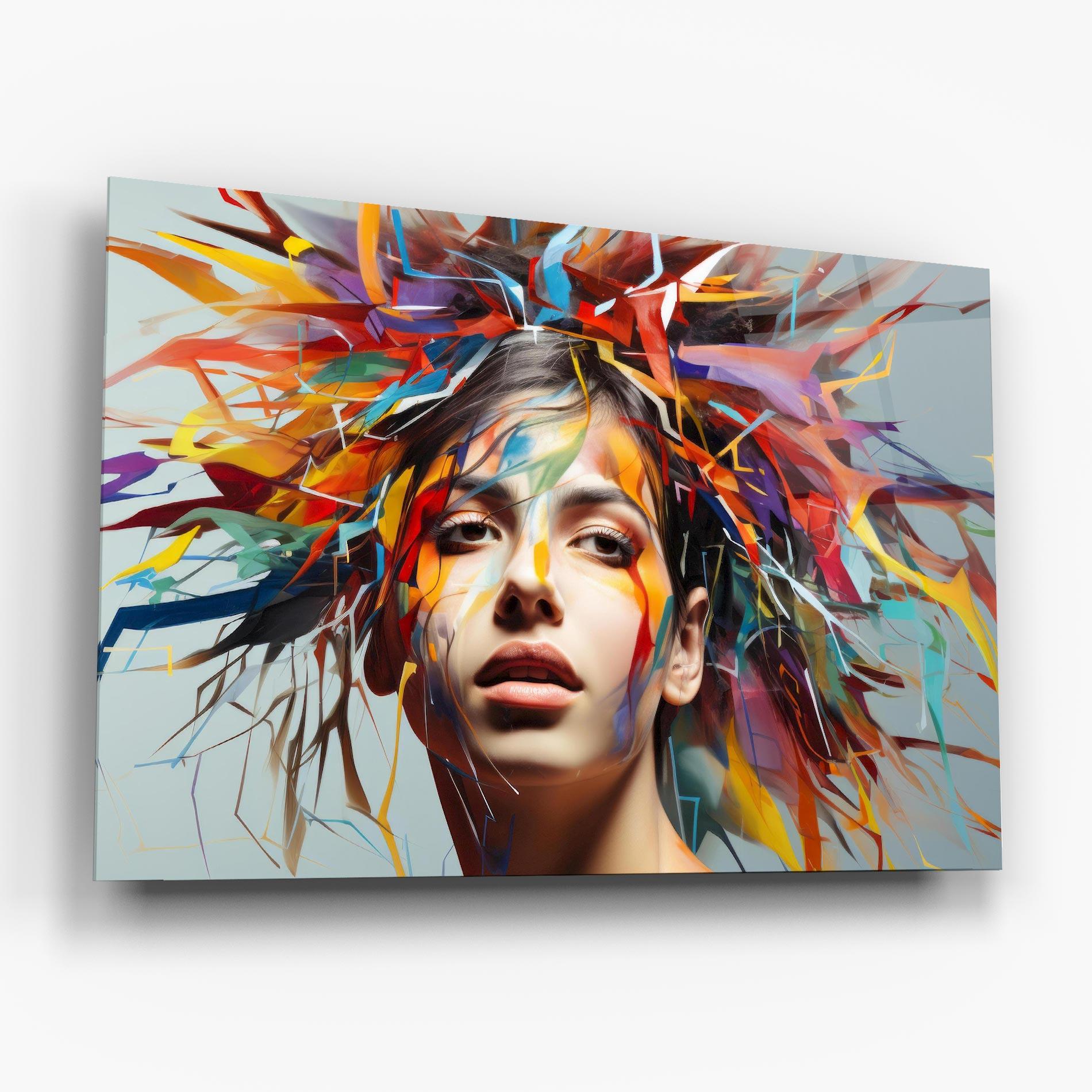 Стъклена картина Colorful Paint Hair mockup 6