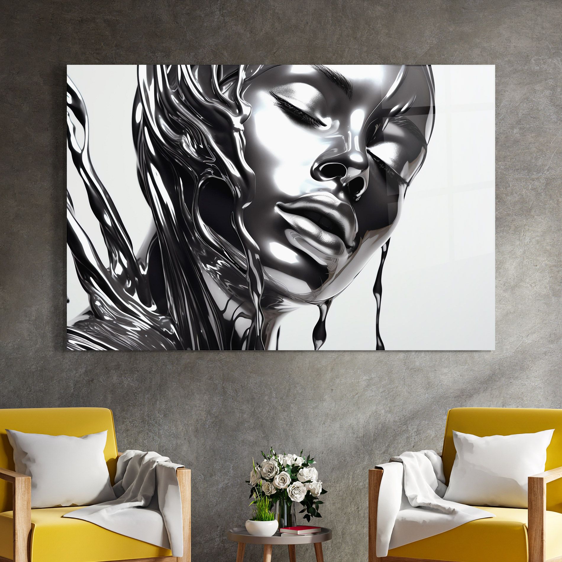 Silver Liquid Woman mockup 4