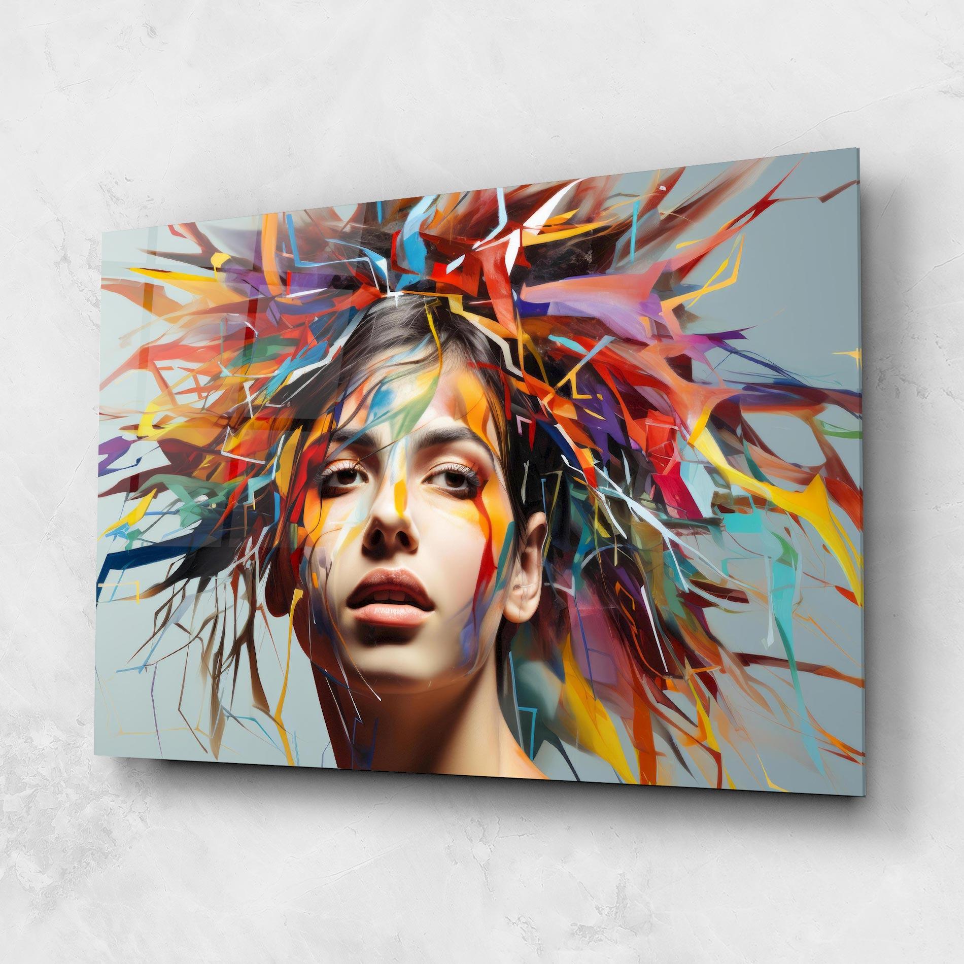 Стъклена картина Colorful Paint Hair mockup 1