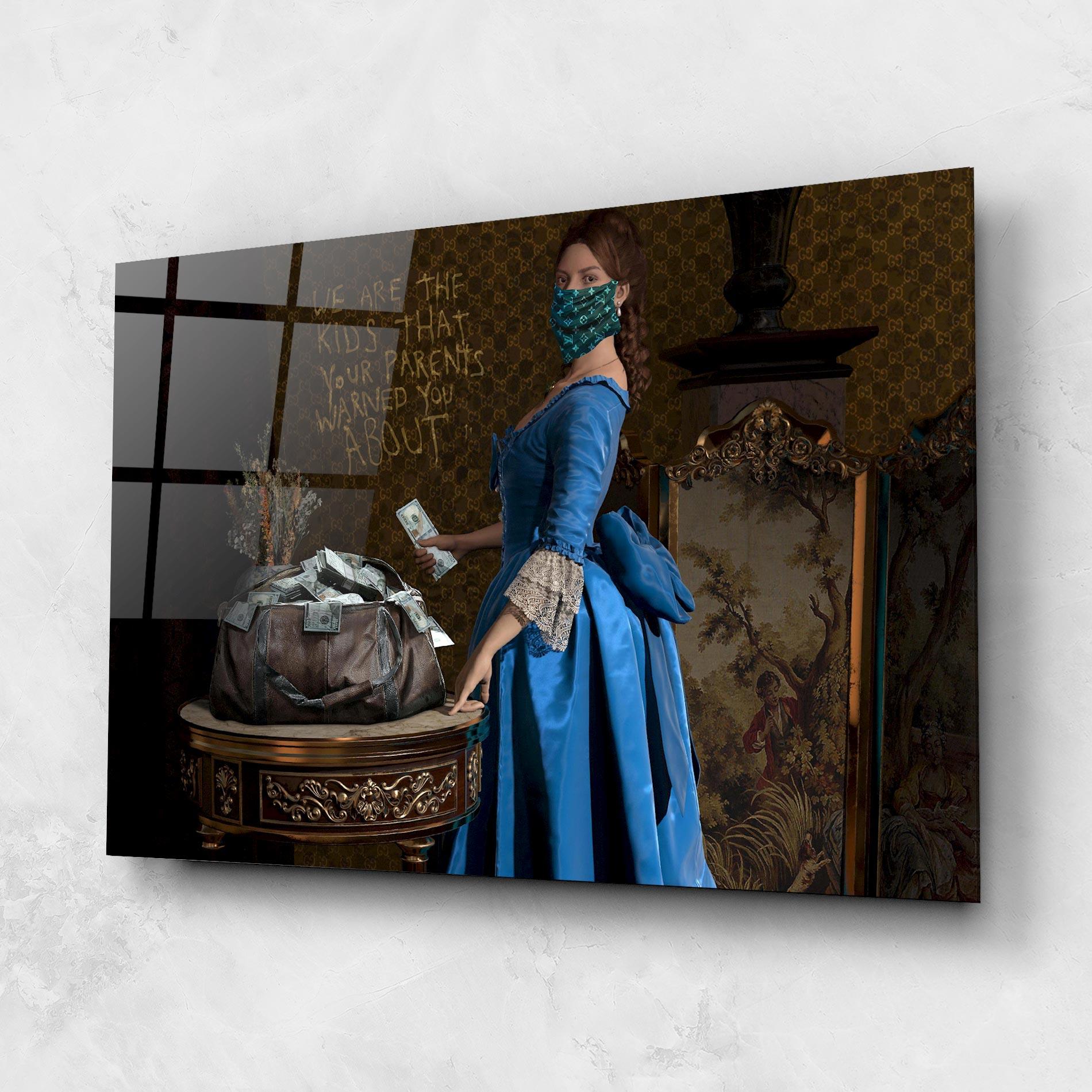 Стъклена картина Vintage Money Heist mockup 1