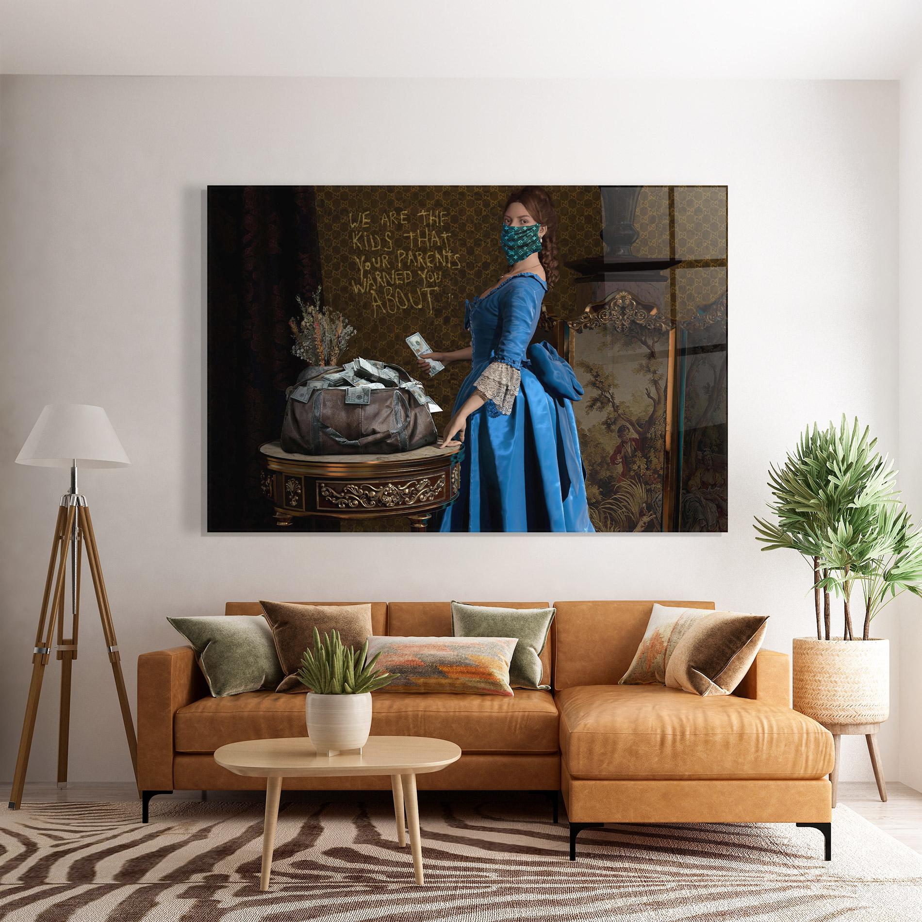 Стъклена картина Vintage Money Heist mockup 7