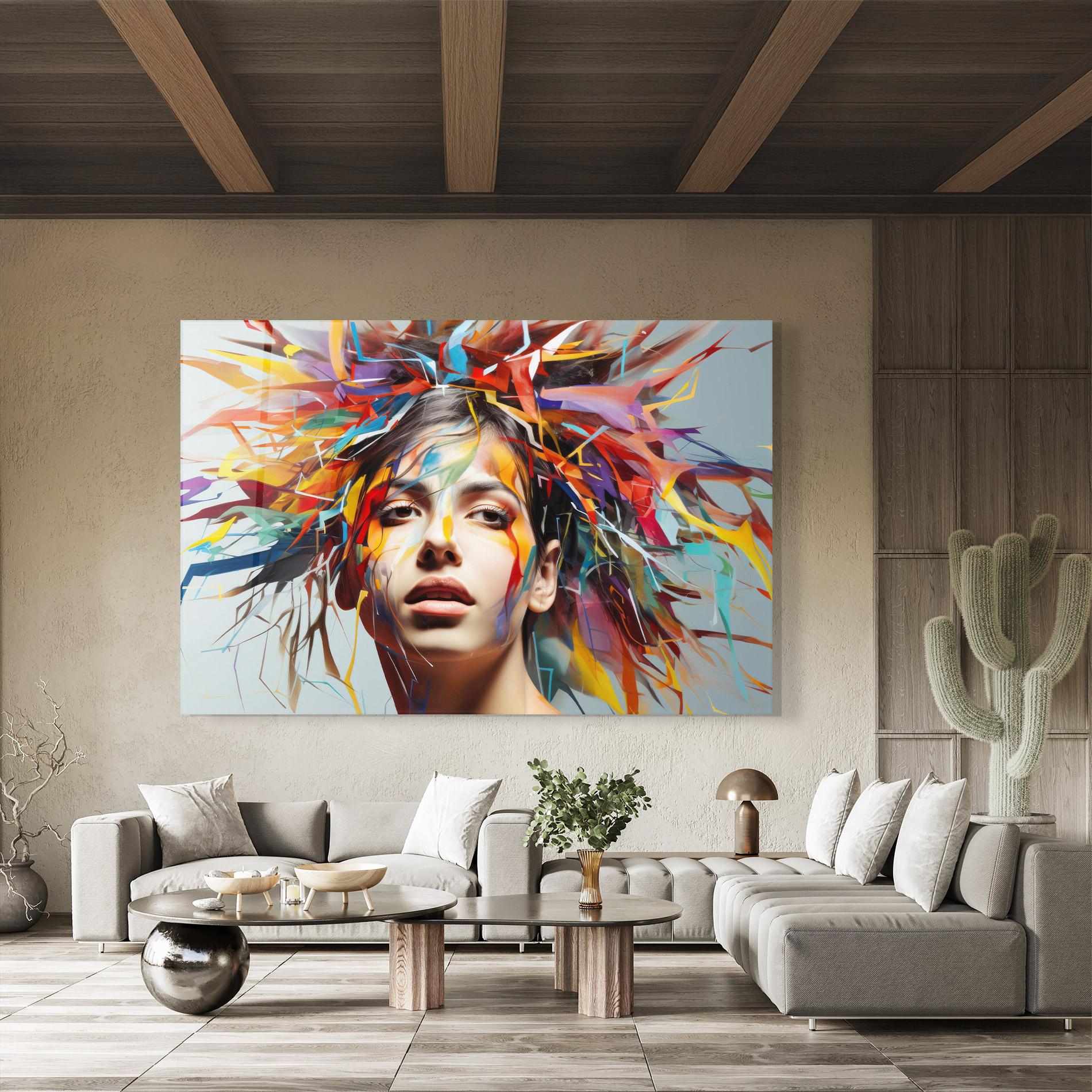 Стъклена картина Colorful Paint Hair mockup 8