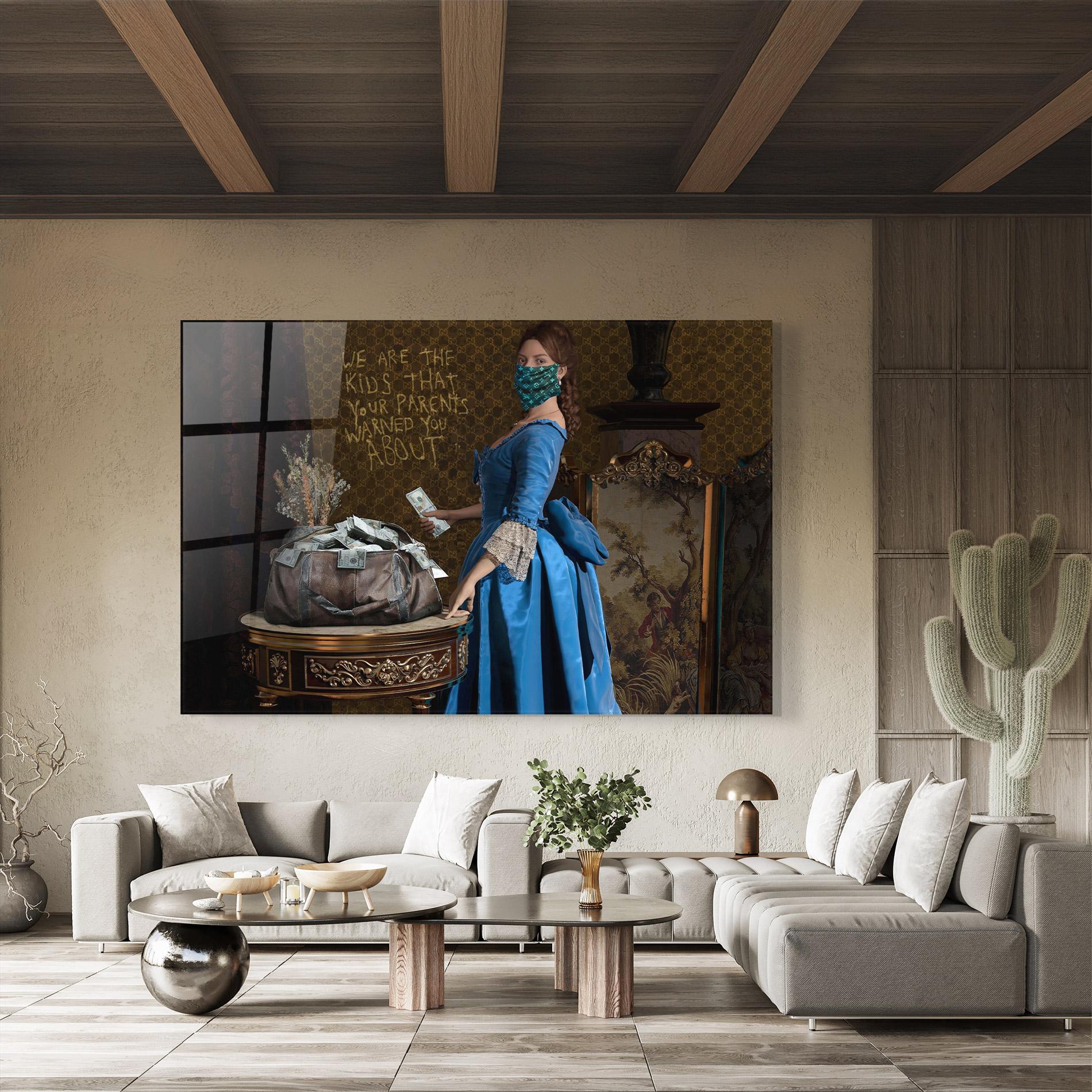 Стъклена картина Vintage Money Heist mockup 8