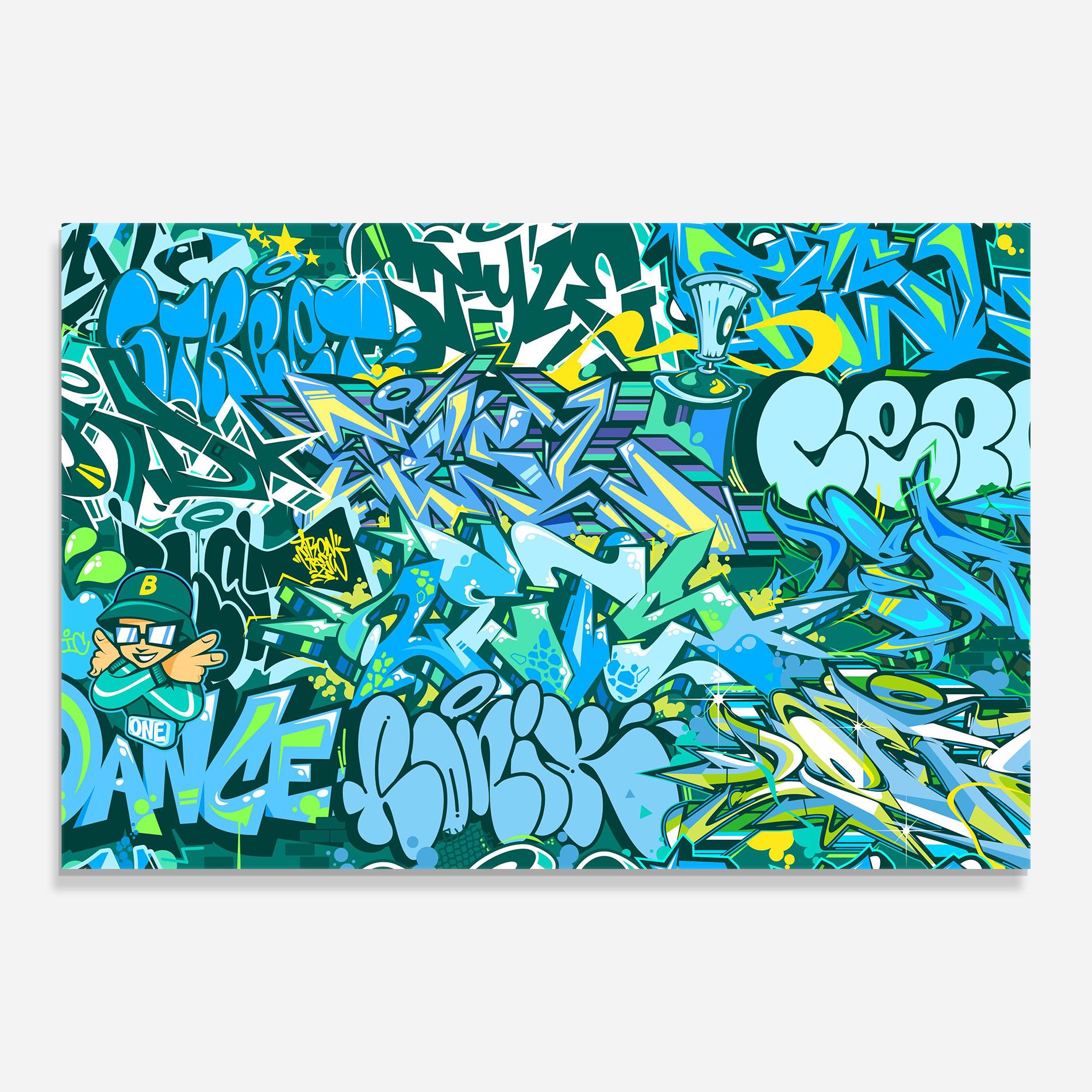 Стъклена картина Be One Graffiti mockup 0