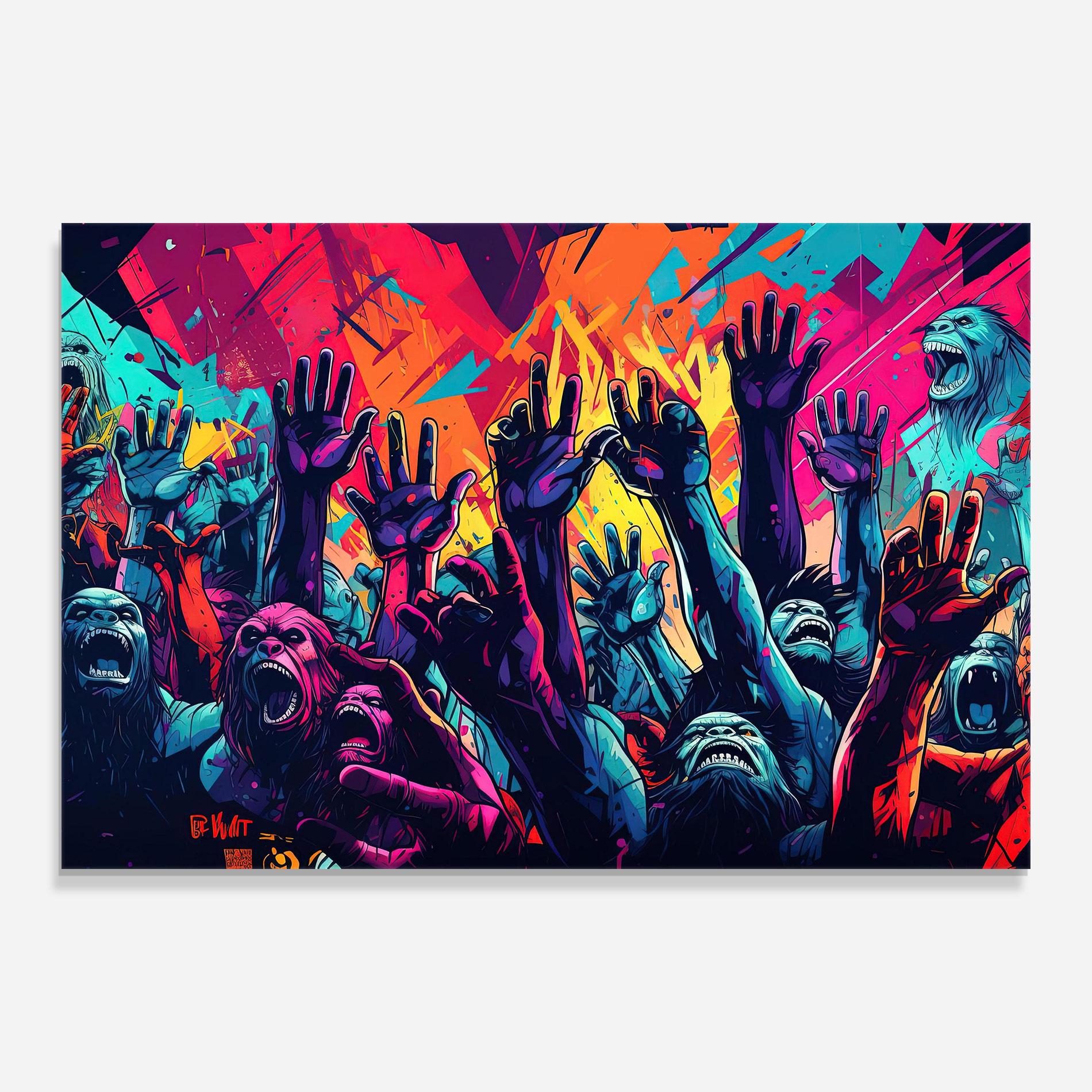 Стъклена картина Graffiti Animals mockup 0