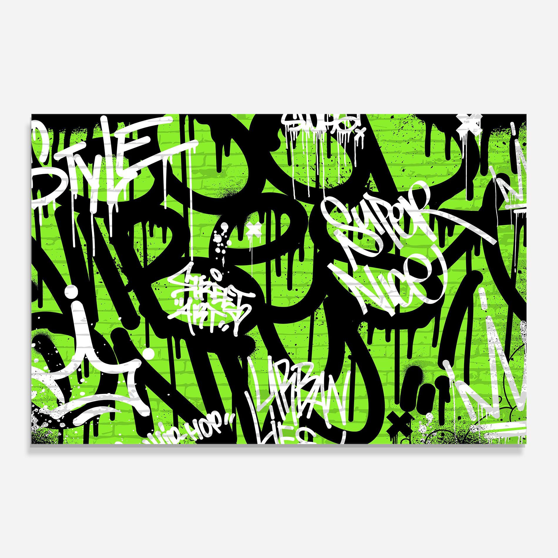 Стъклена картина Graffiti Green Style mockup 0