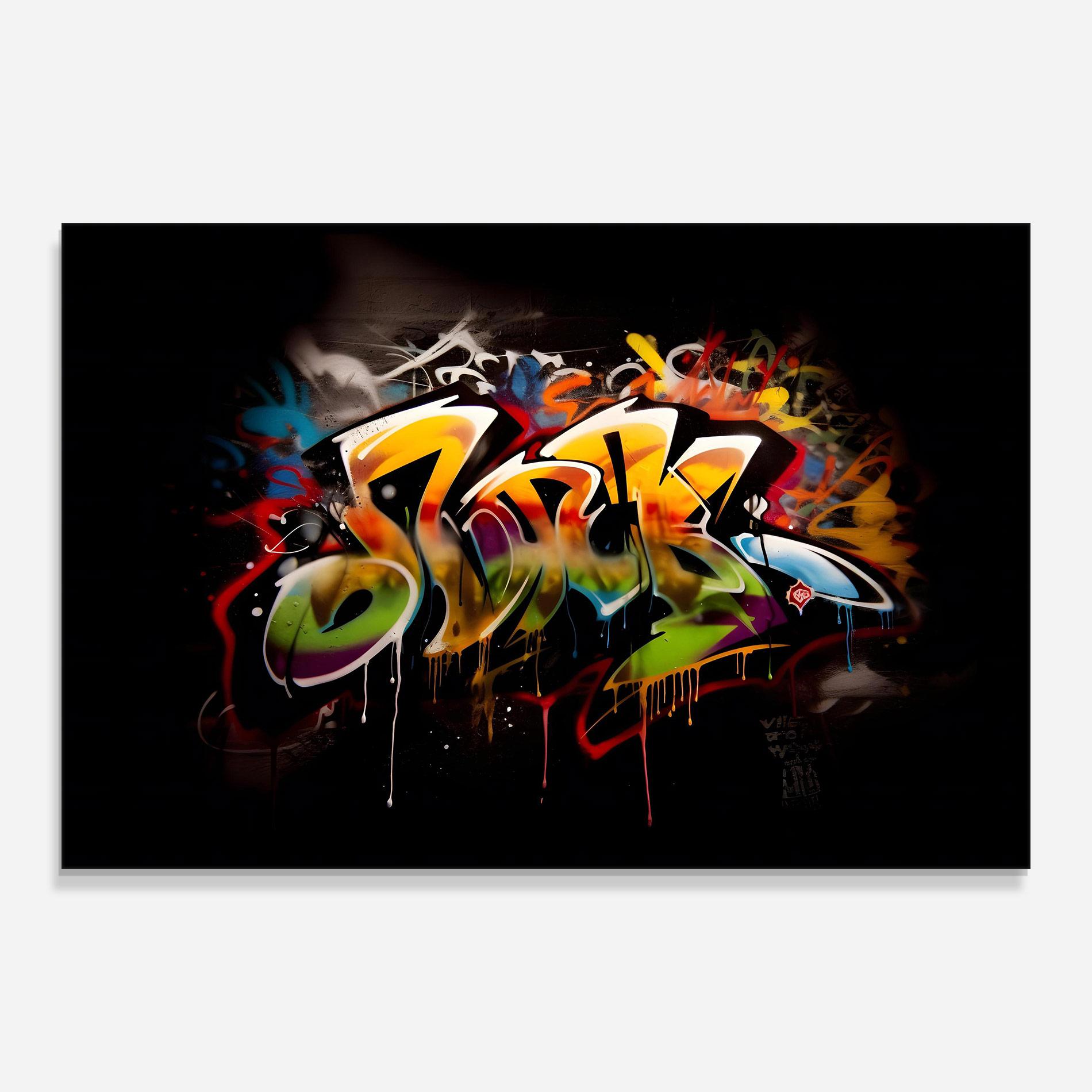 Стъклена картина Graffiti Style Wall mockup 0