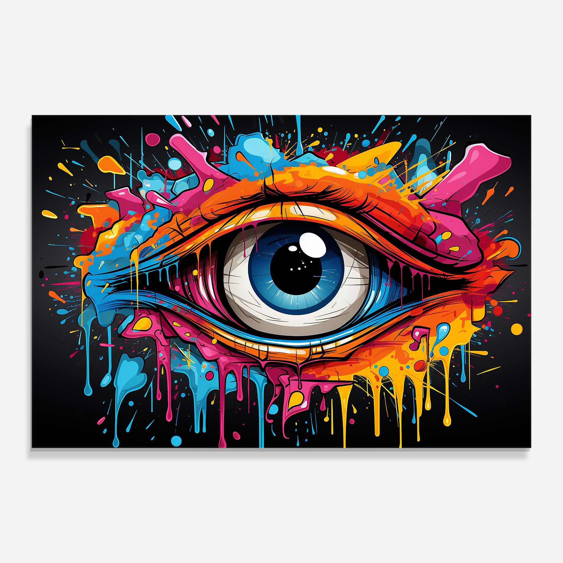 Стъклена картина Graffitistyle Eye mockup 0