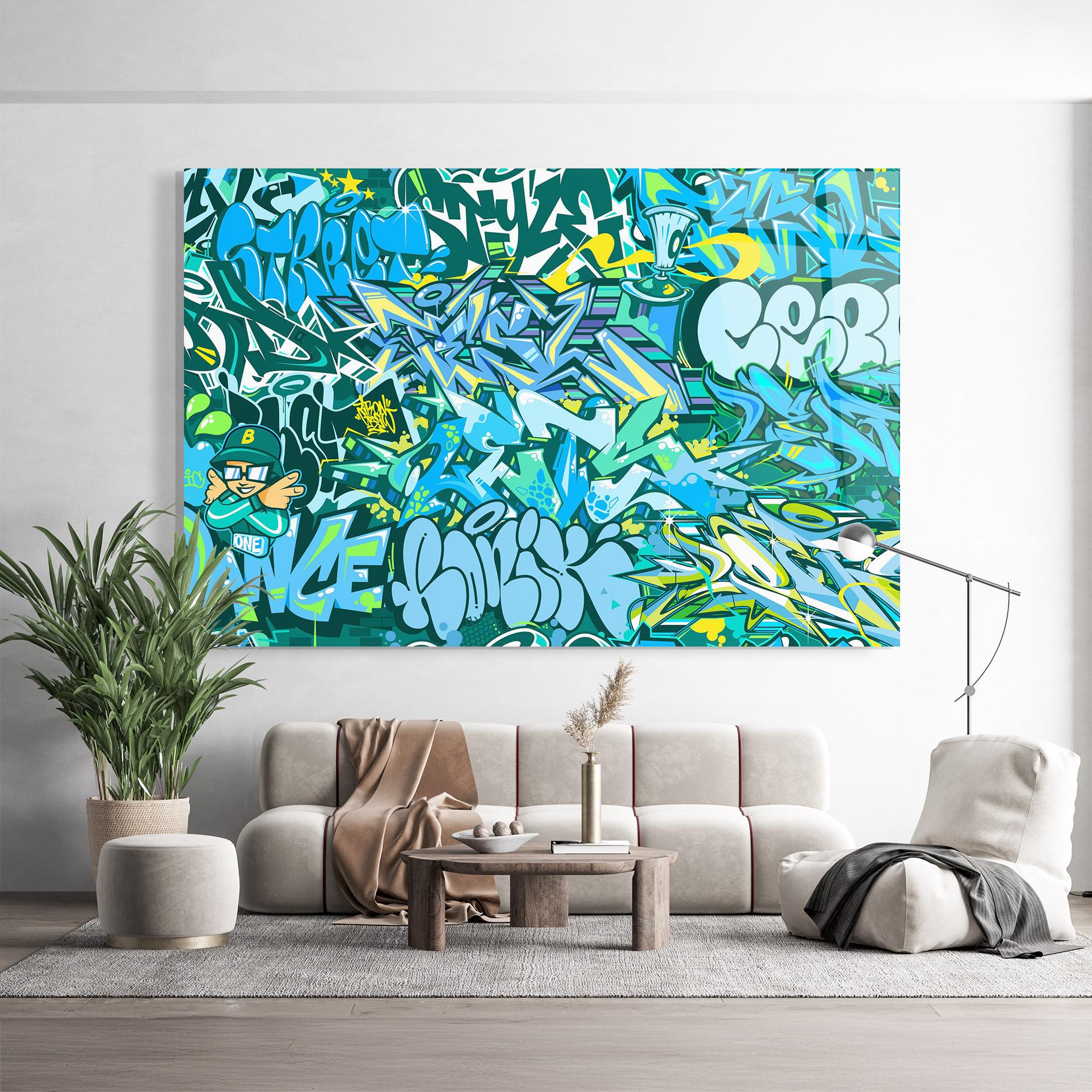 Стъклена картина Be One Graffiti mockup 9
