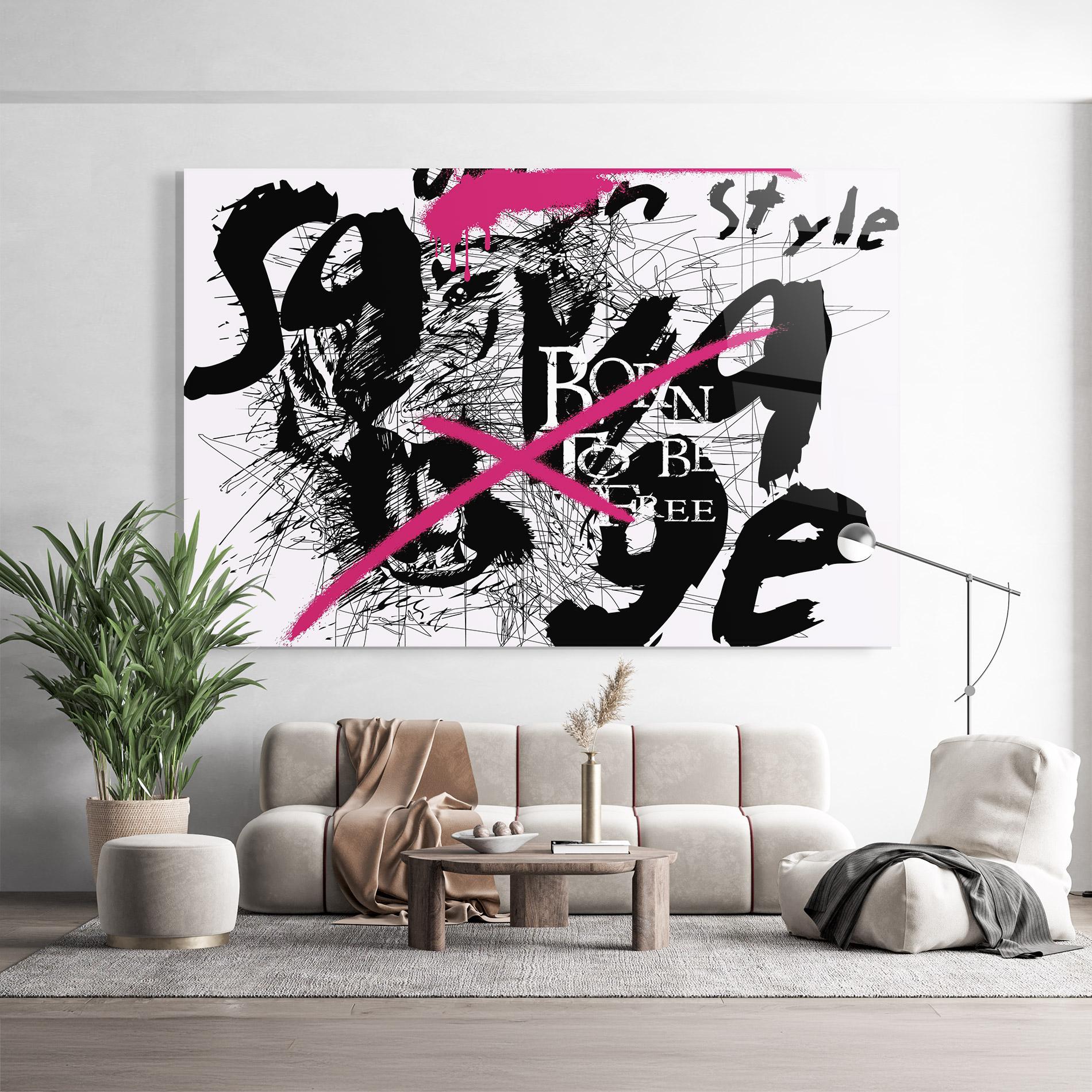 Стъклена картина Born Free Graffiti mockup 9