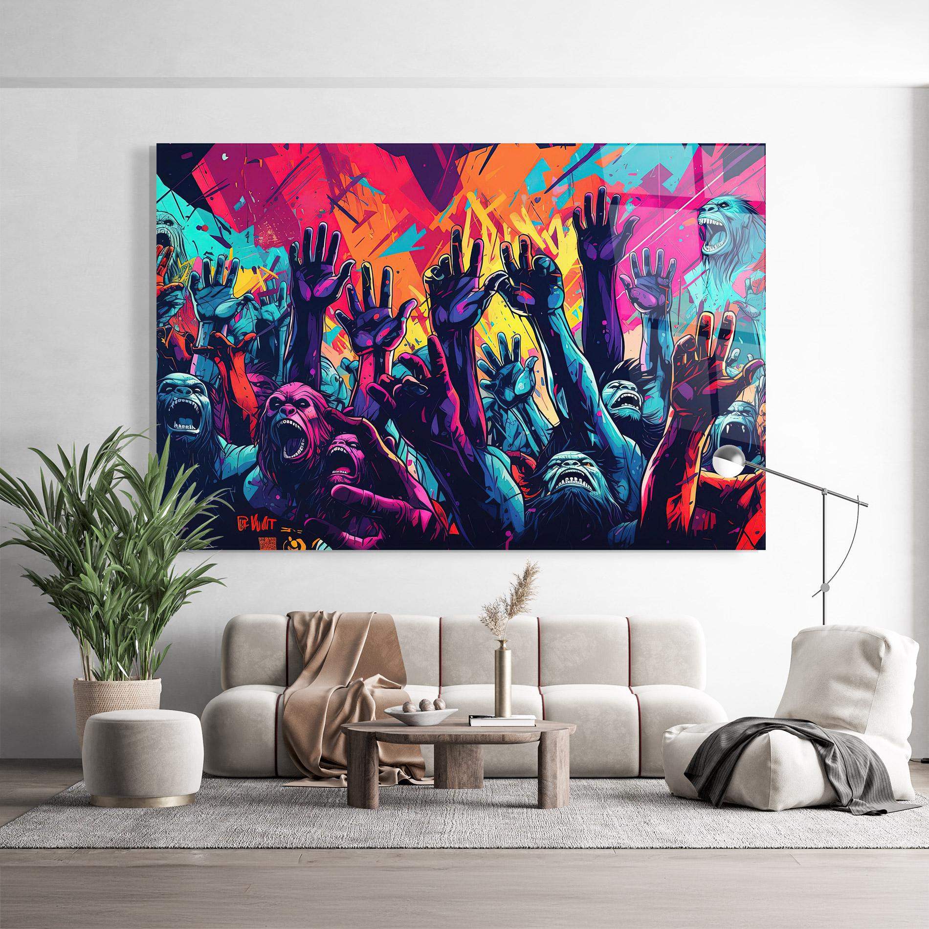 Стъклена картина Graffiti Animals mockup 9