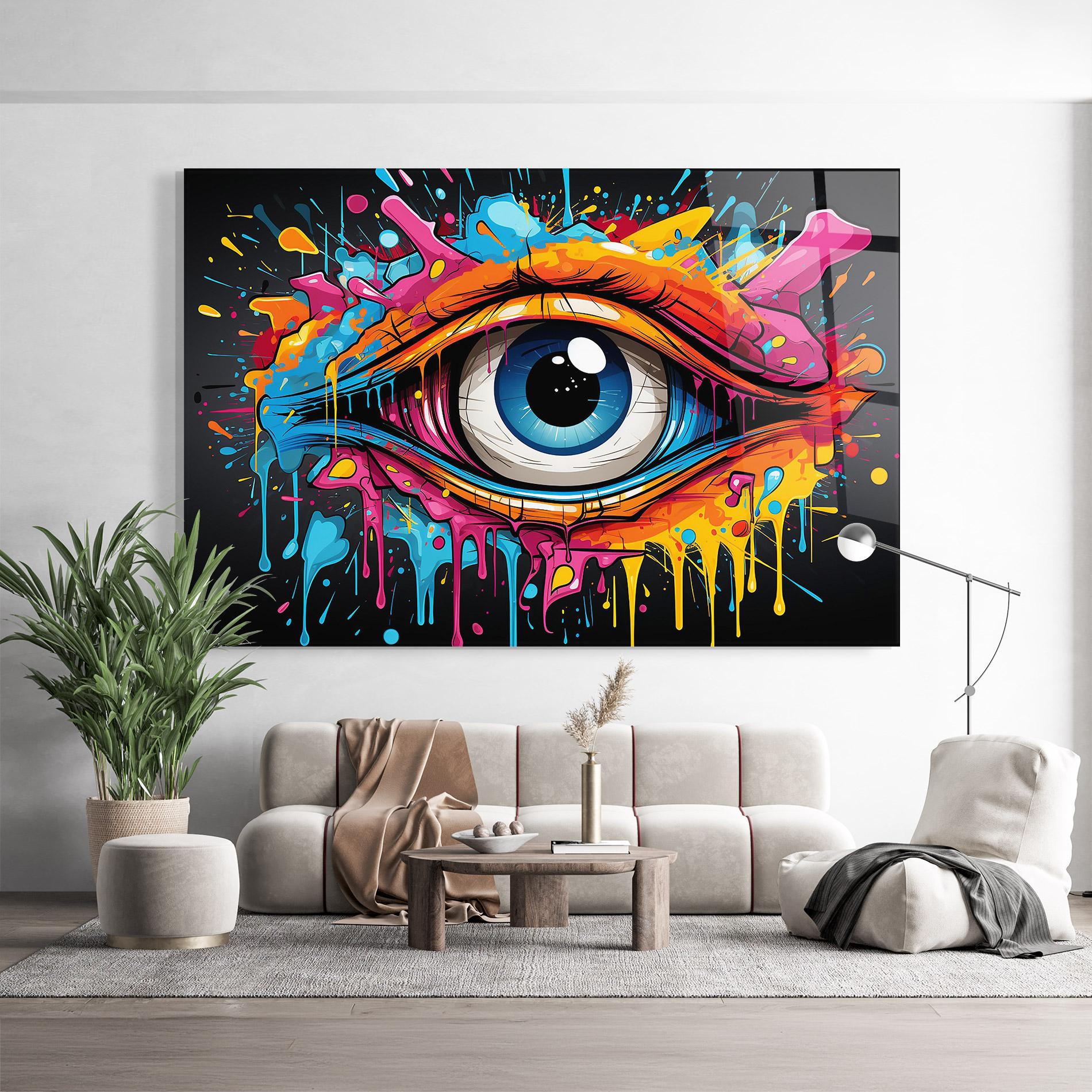 Стъклена картина Graffitistyle Eye mockup 9