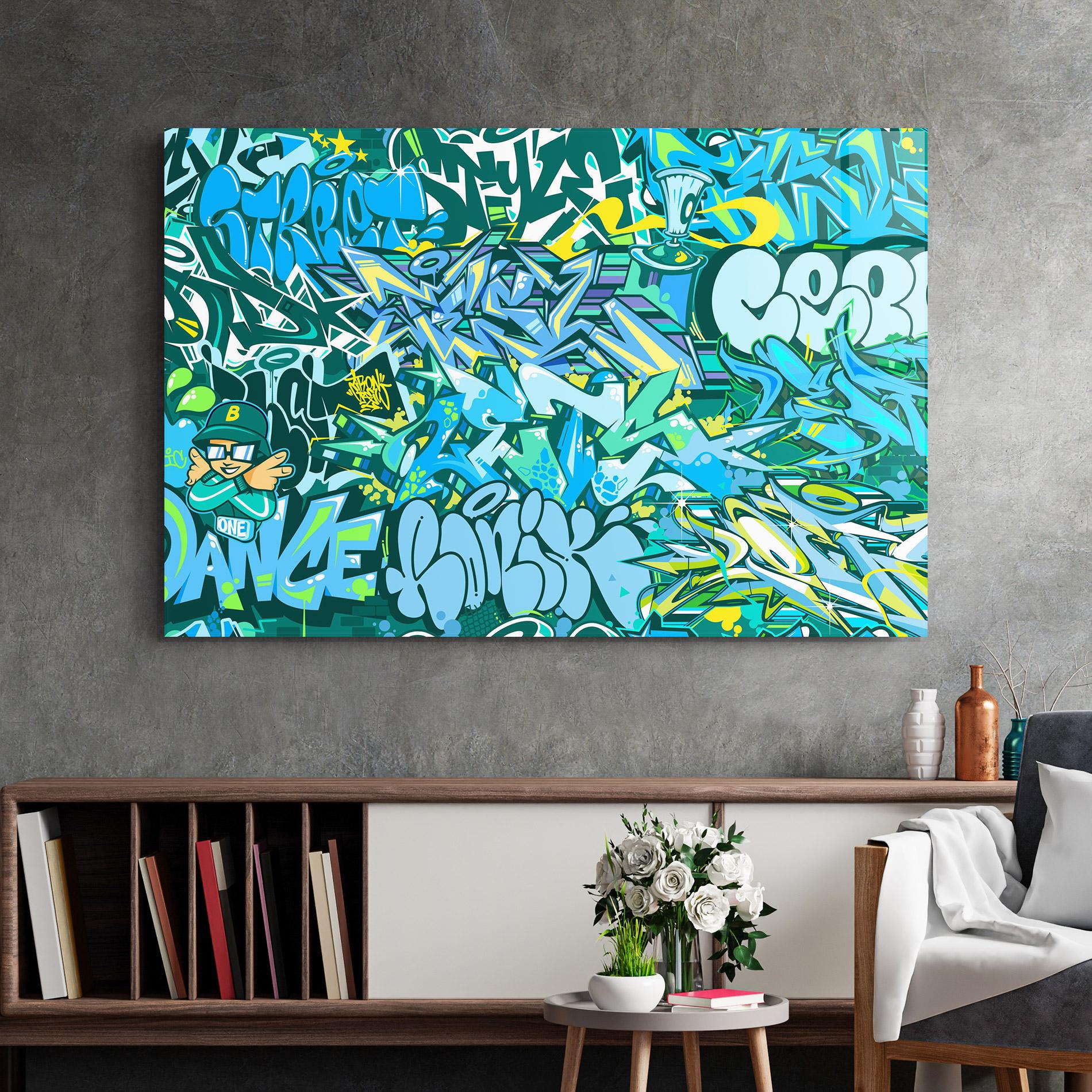 Стъклена картина Be One Graffiti mockup 2