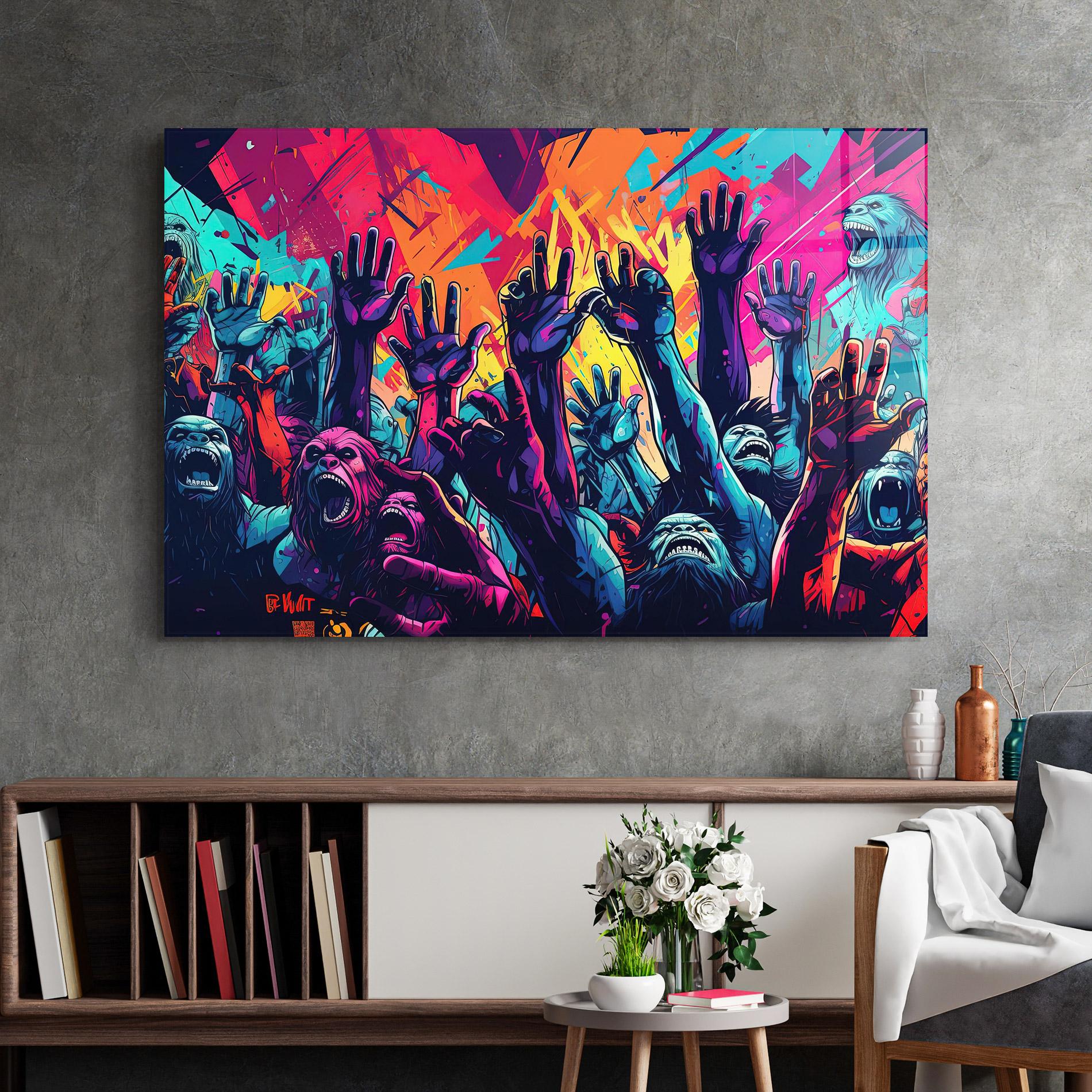 Стъклена картина Graffiti Animals mockup 2