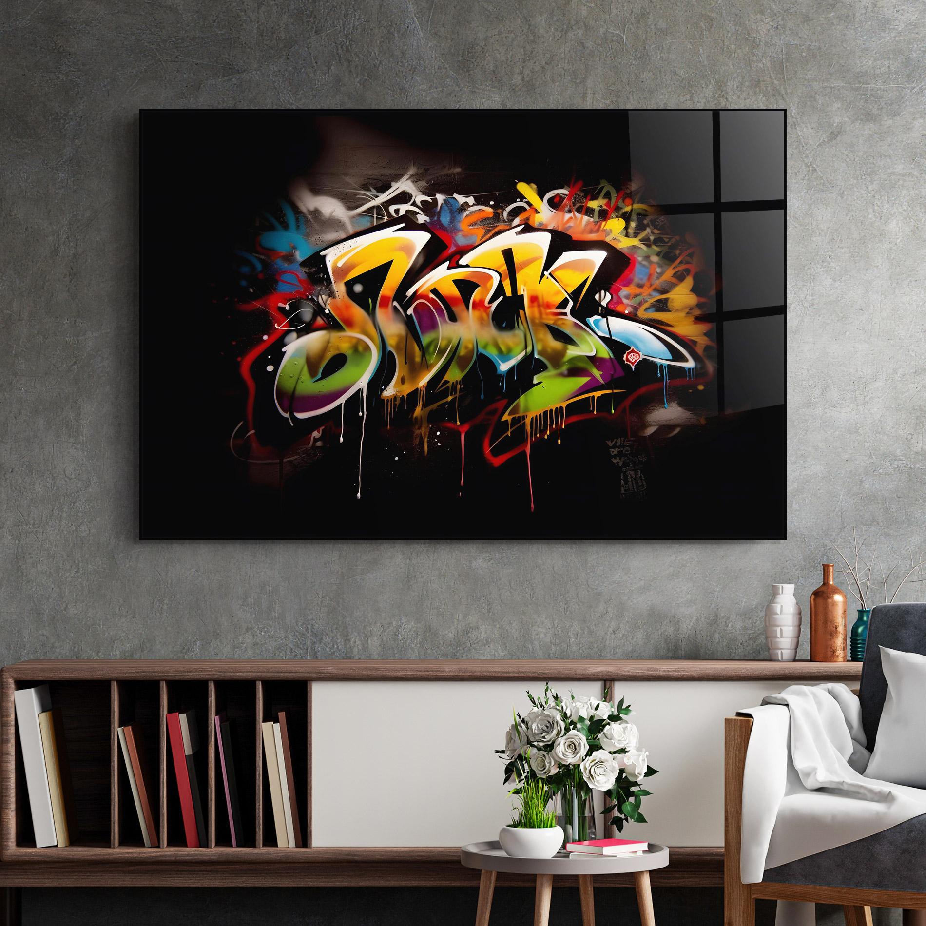 Стъклена картина Graffiti Style Wall mockup 2