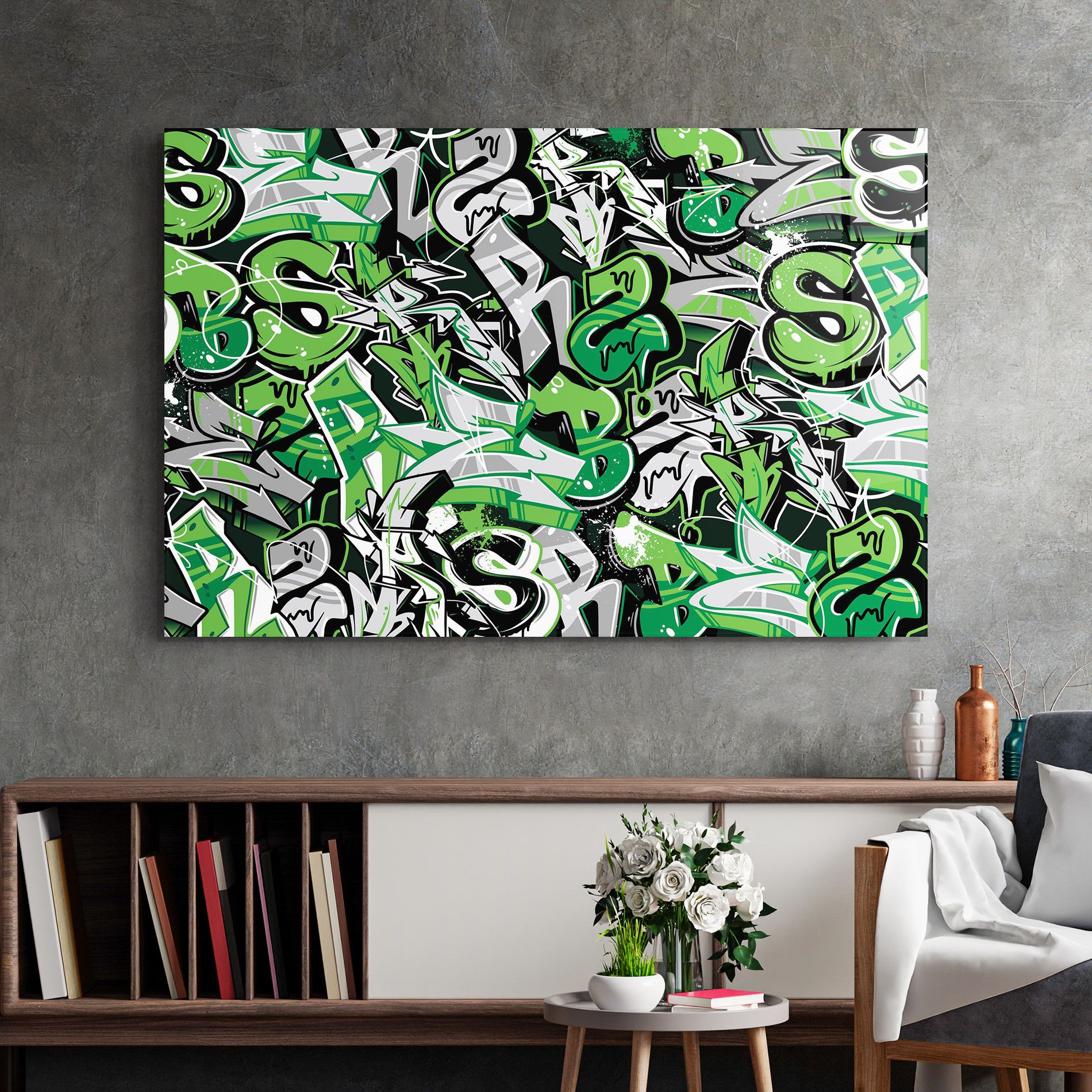 Green Graffiti Letters mockup 2